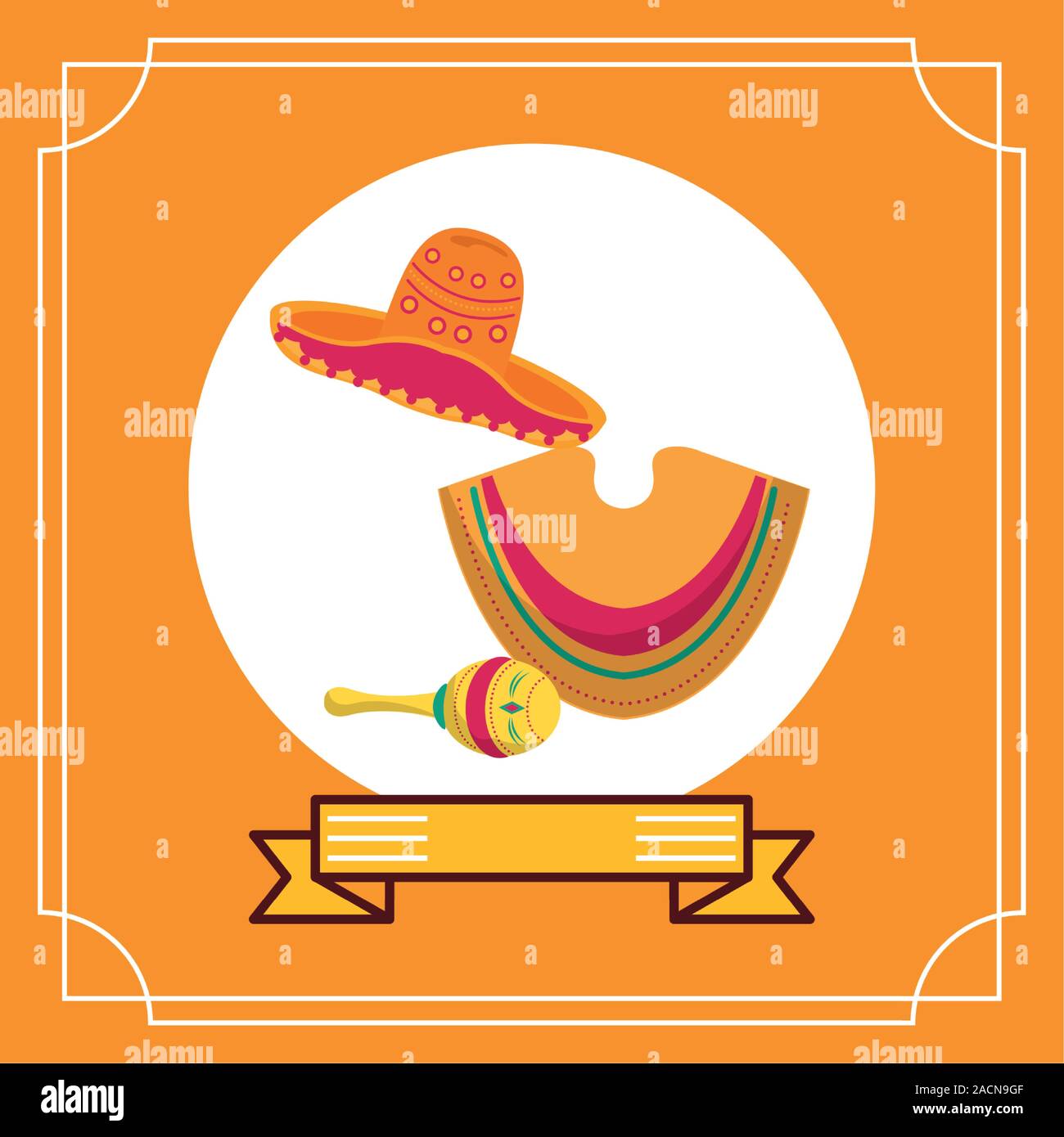 mexican culture hat with poncho and maracas Stock Vector Image & Art ...