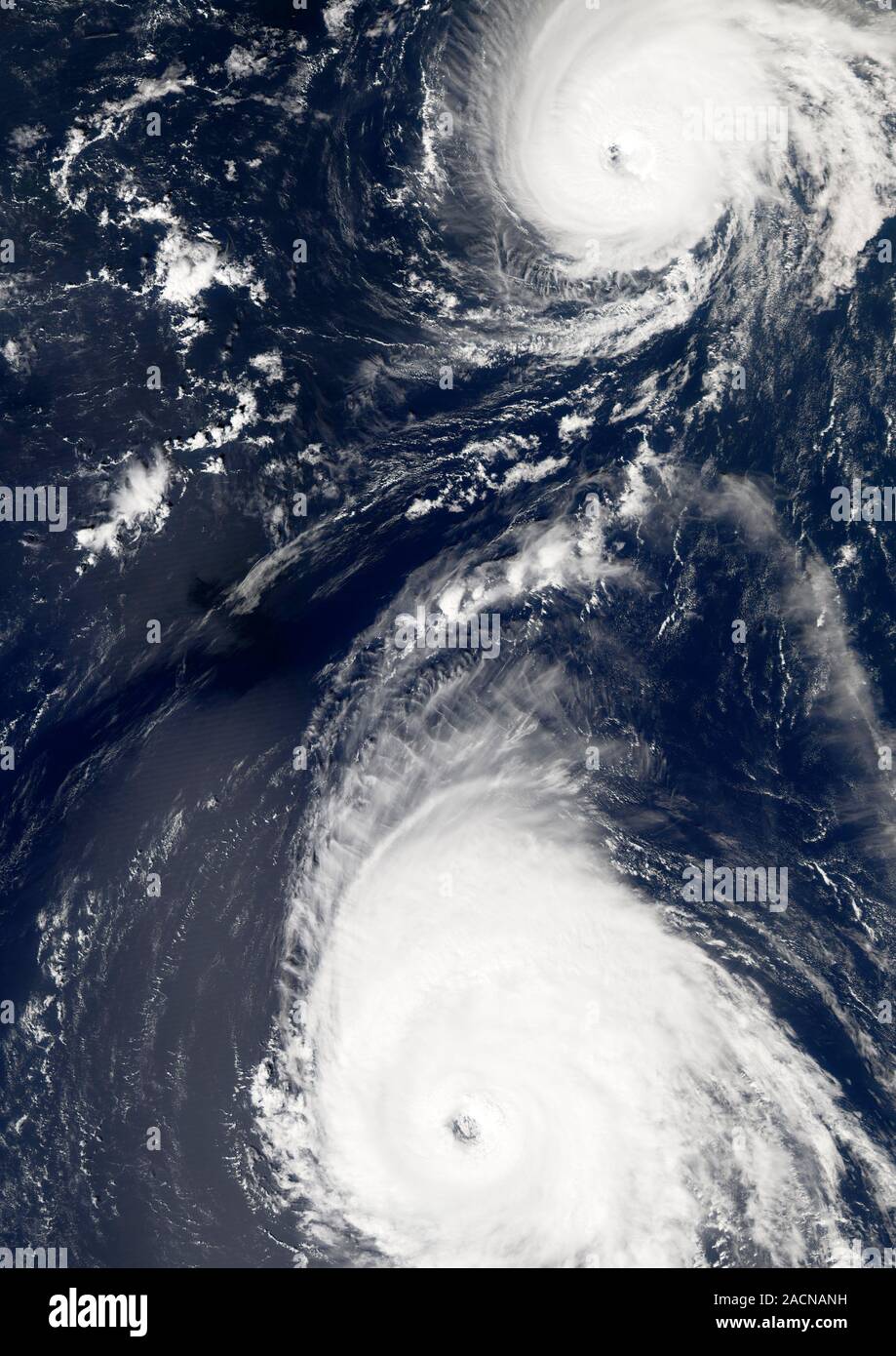 Hurricanes Gordon and Helene. True-colour satellite image showing