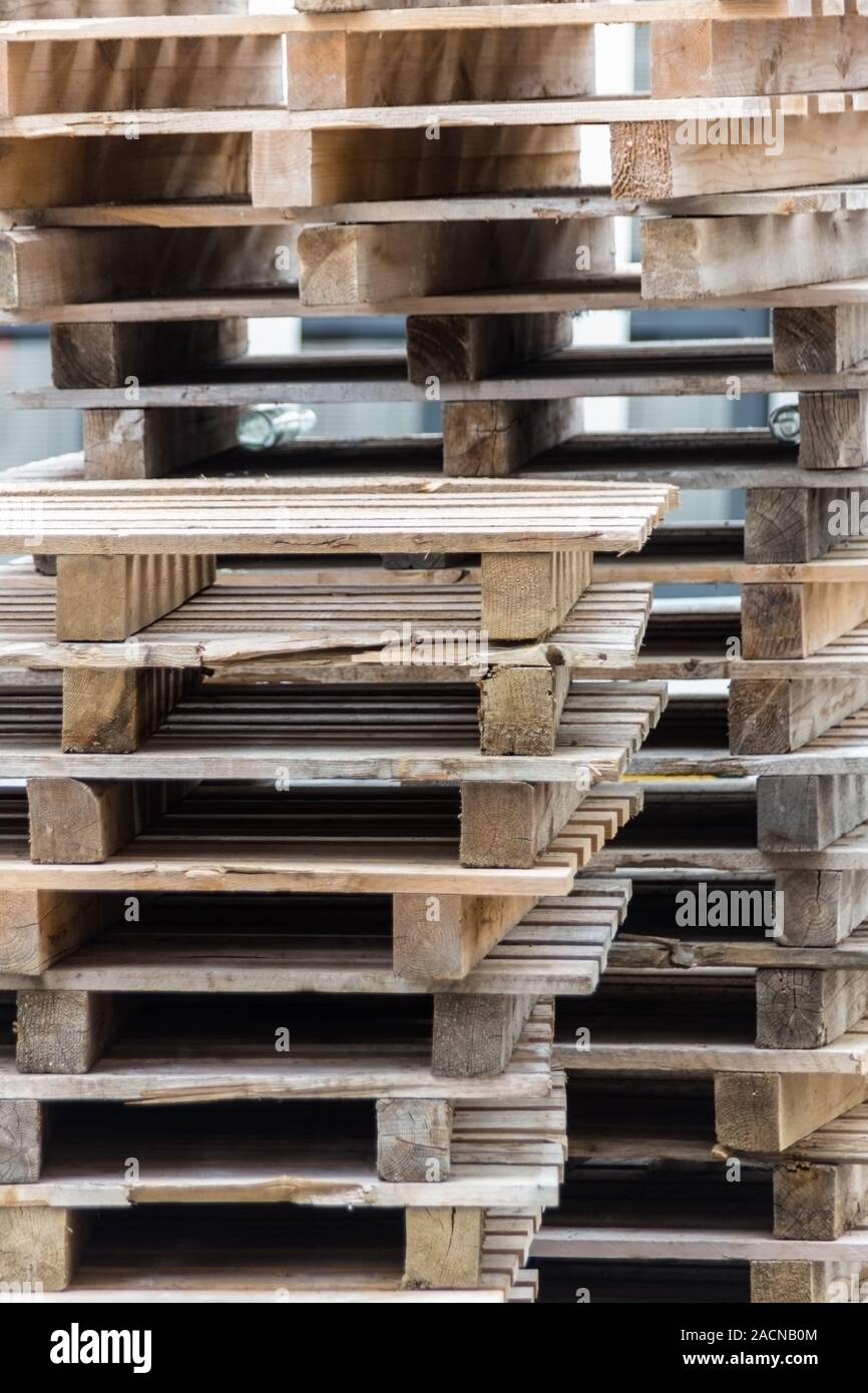 Stacked transport pallets Stock Photo Alamy