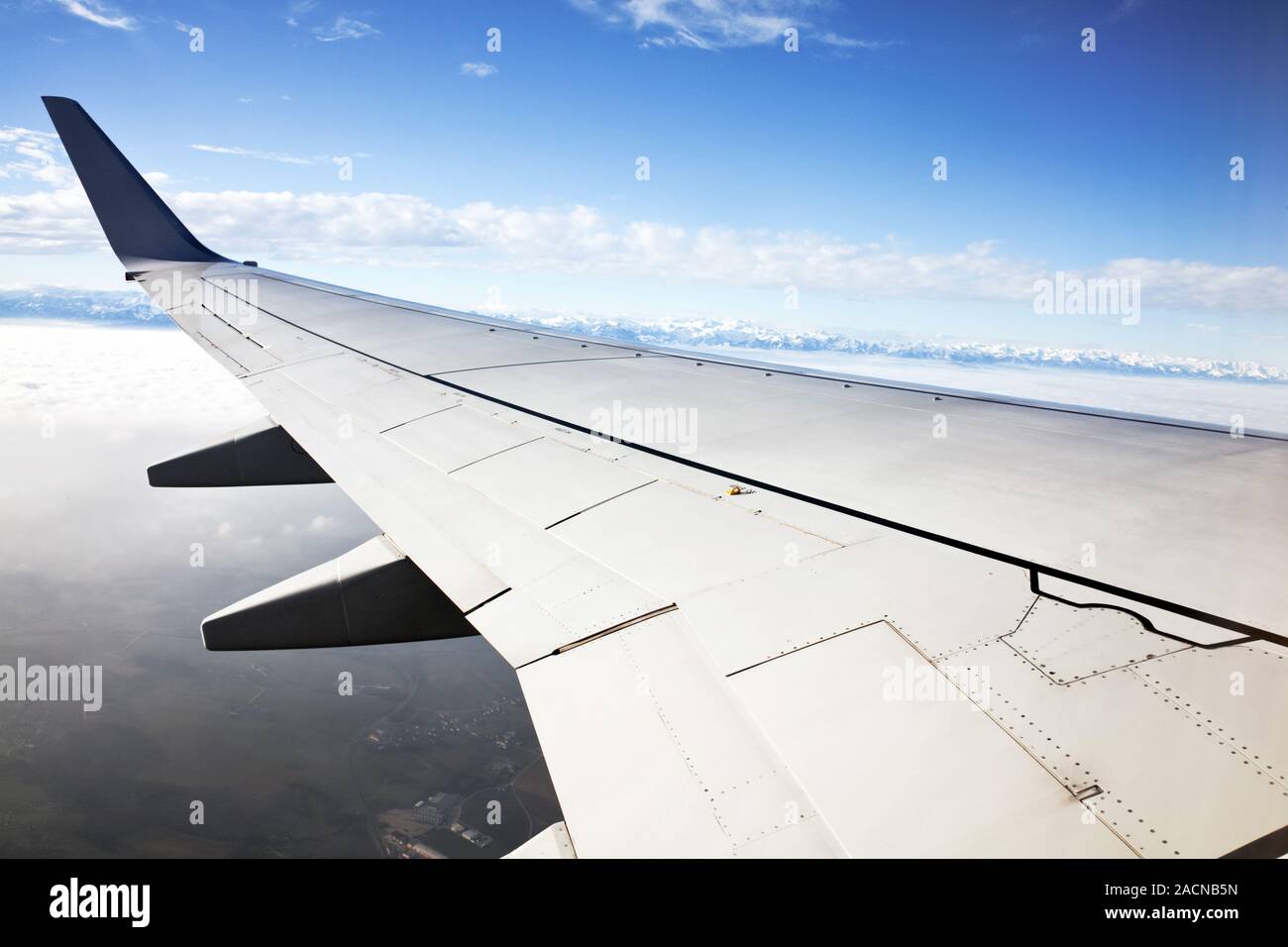 Wing of an aircraft Stock Photo