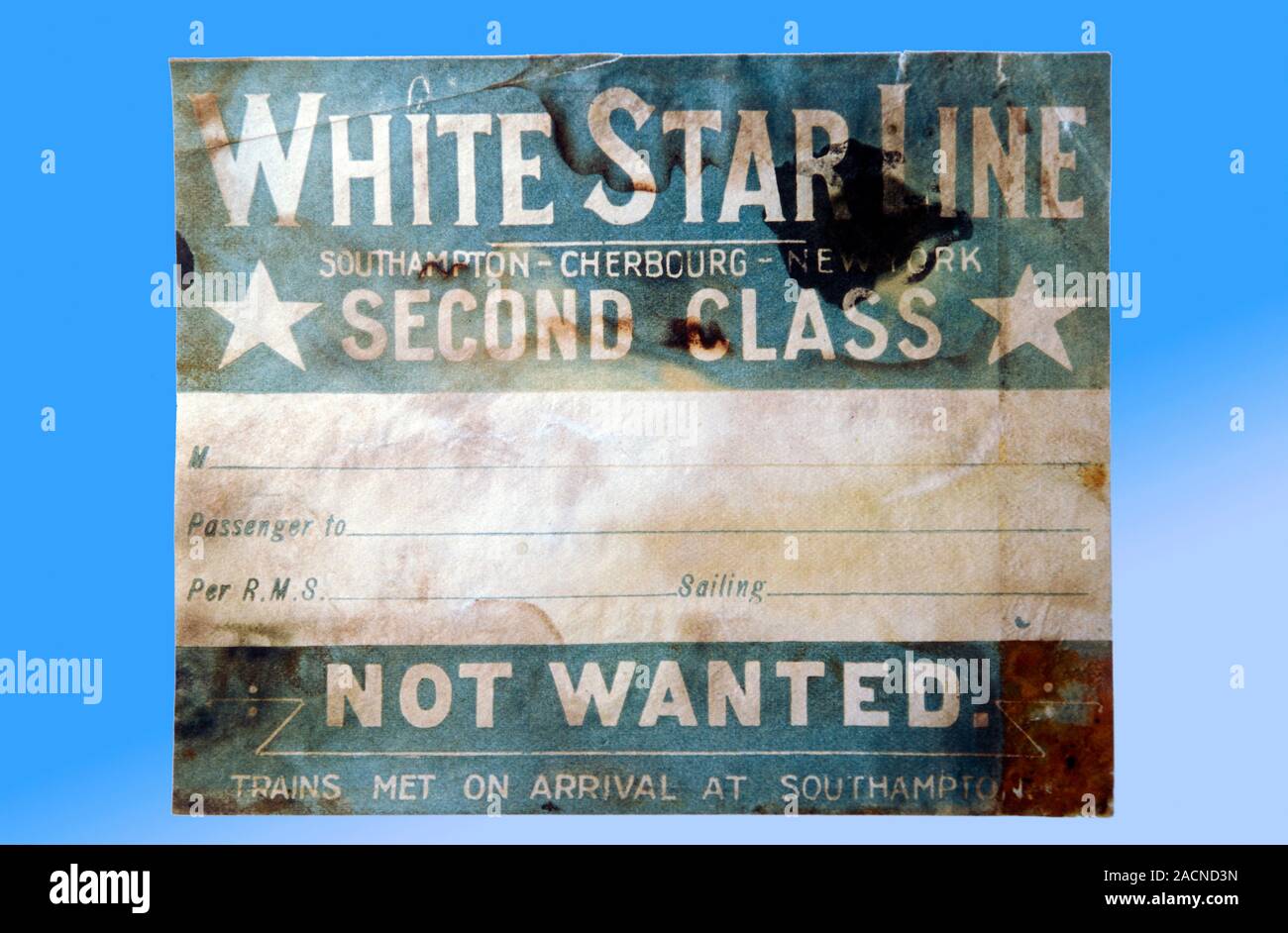 Second class Ticket Recovered From The RMS Titanic The Titanic Was The second-class-ticket-recovered-from-the-rms-titanic-the-titanic-was-the