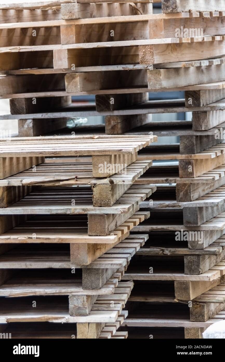Stacked transport pallets Stock Photo Alamy