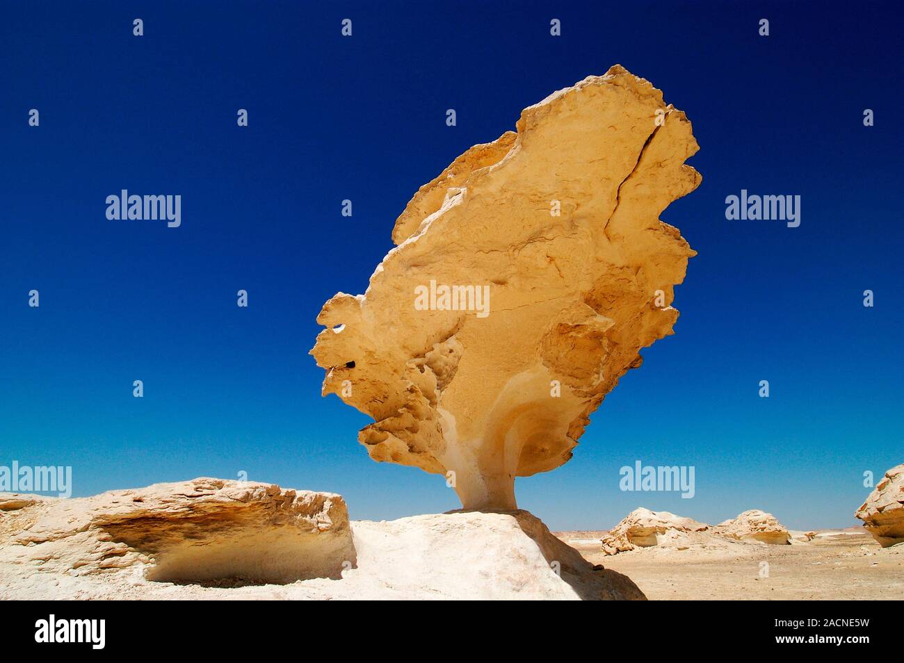 Rock formation, Egypt's White Desert. This structure has been formed by ...