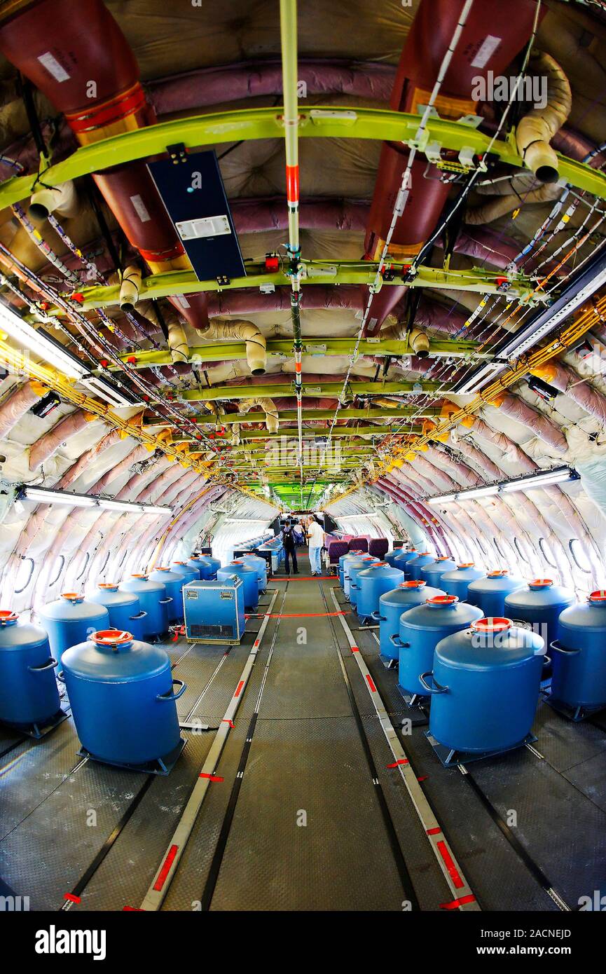 Airbus A380. View inside an Airbus A380 during testing. The A380 is the ...