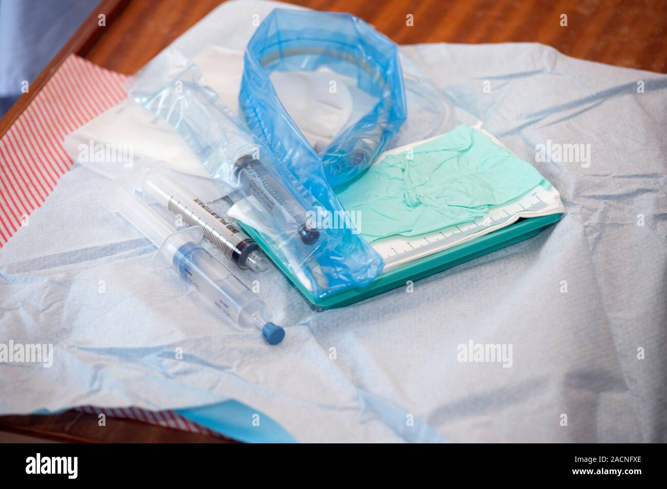 Urinary catheterisation medical equipment used to catheterise an