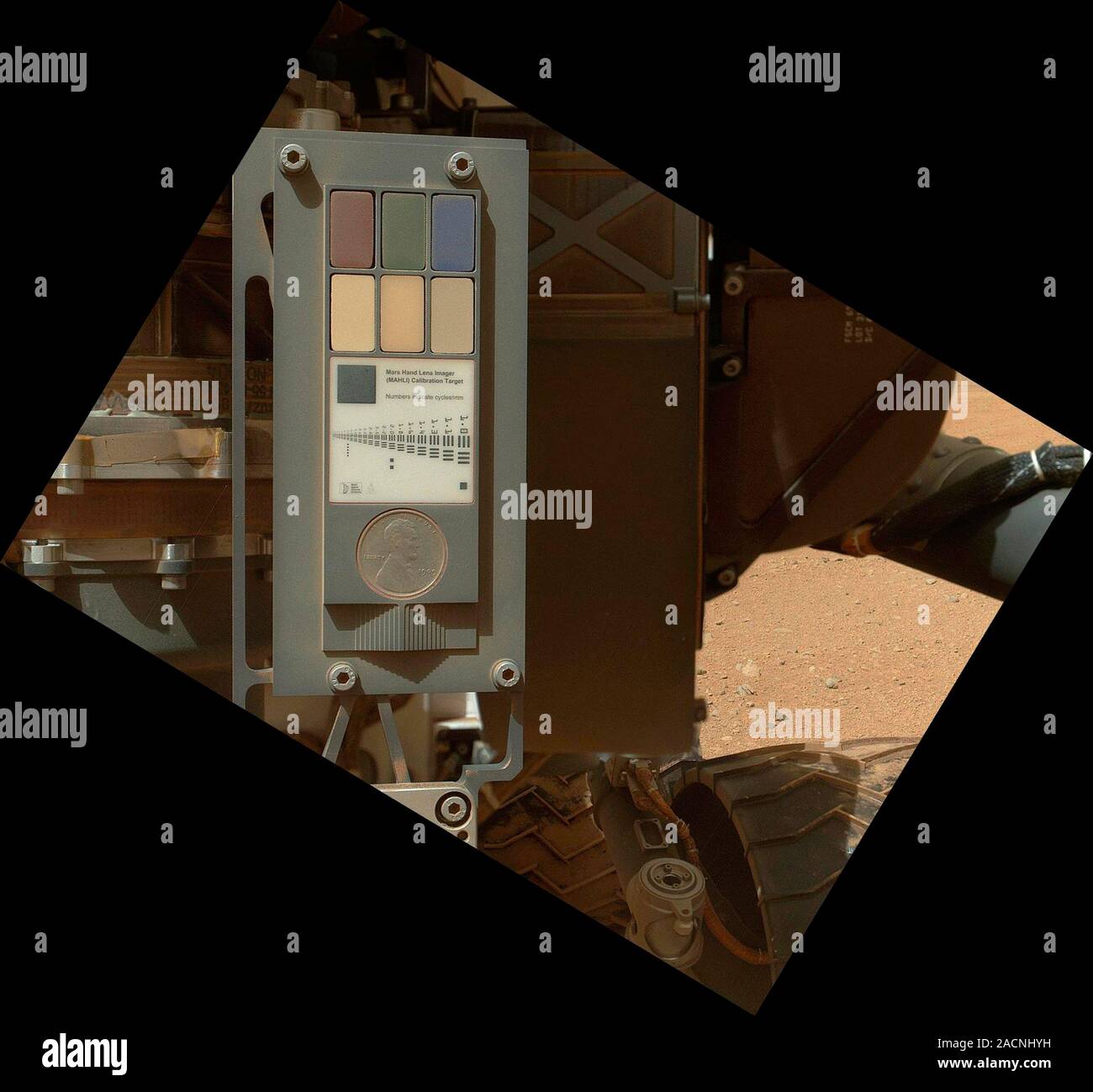 Curiosity rover calibration. The calibration target for the Mars Hand ...