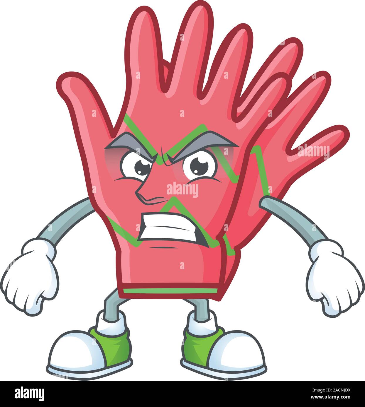 Christmas gloves cartoon character style with angry face Stock Vector
