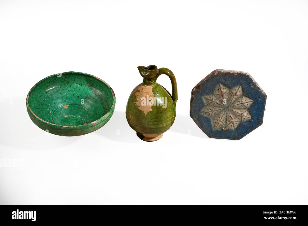 Glazed terracotta vessels Crusaders period 10-15 century CE Stock Photo ...