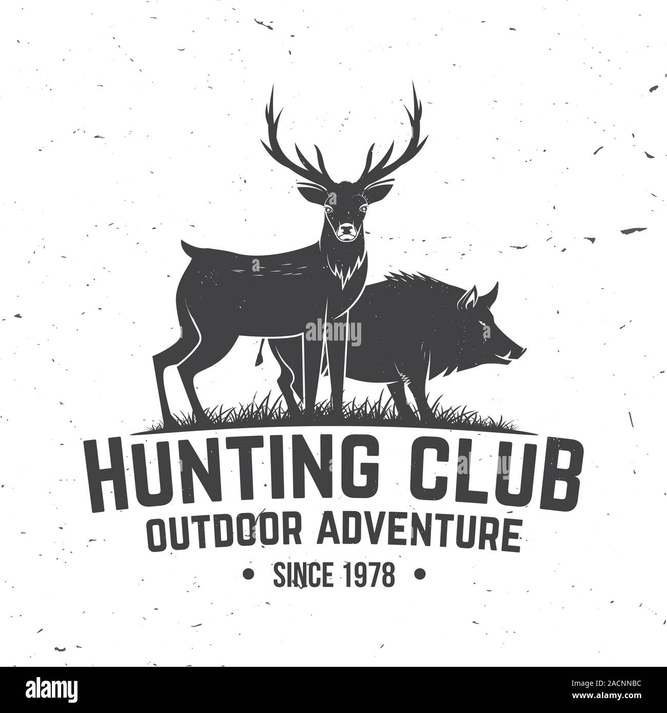 Hunting Club Badge Vector Illustration Concept For Shirt Or Label Print Stamp Badge Tee Vintage Typography Design With Deer Boar Silhouette Outdoor Adventure Hunt Club Emblem Stock Vector Image Art