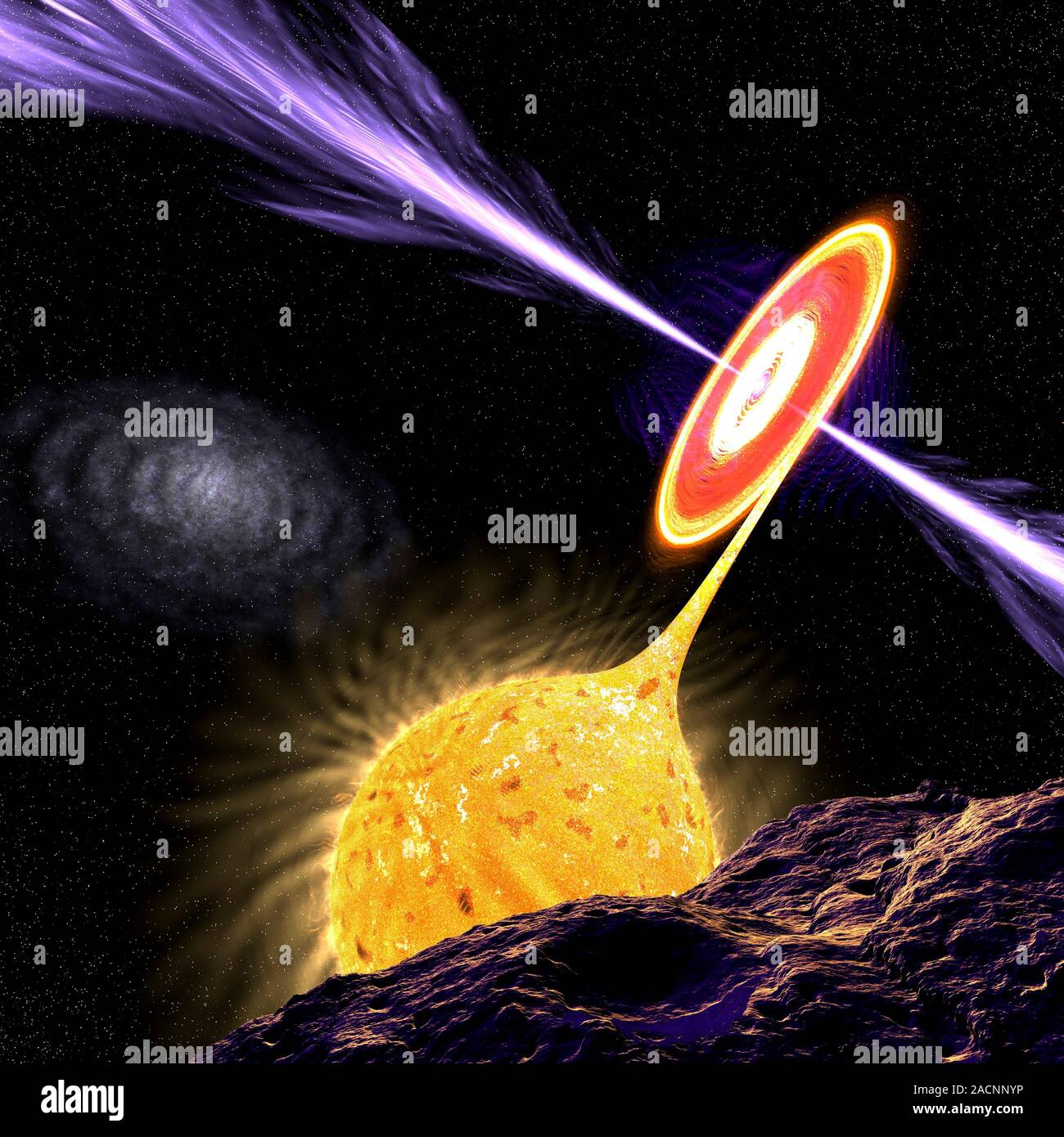Star Examples Radiography X-ray binary star system, artwork. Material is being gravitationally ...