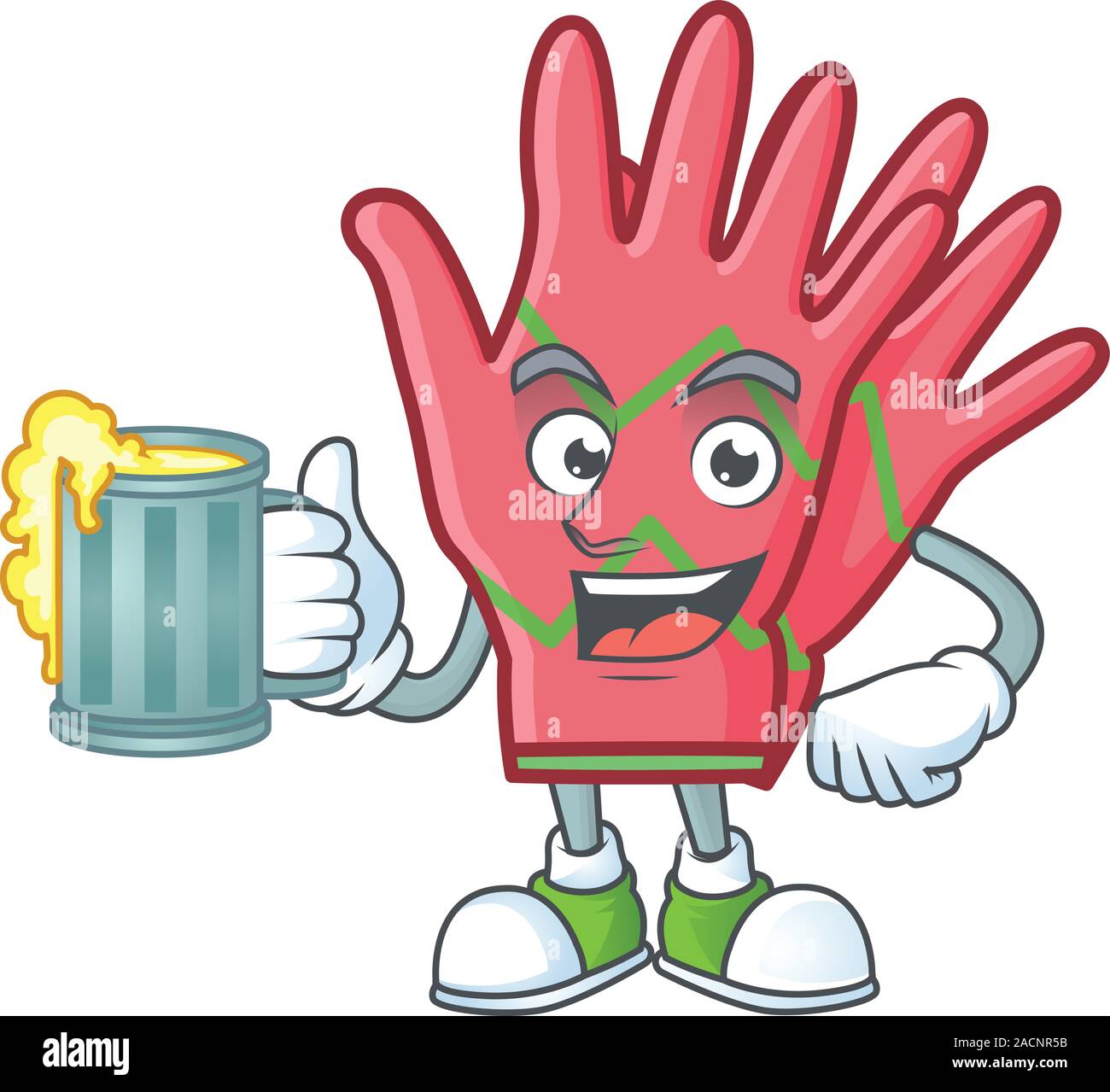 Happy christmas gloves holding a glass of beer Stock Vector