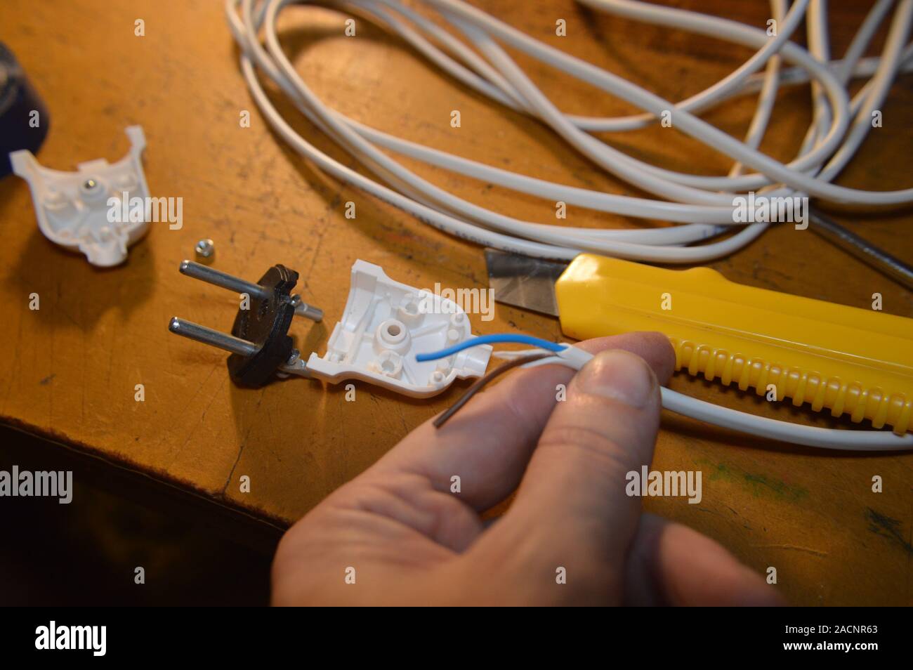 Installation of extension cords and sockets for electronic household appliances Stock Photo Alamy