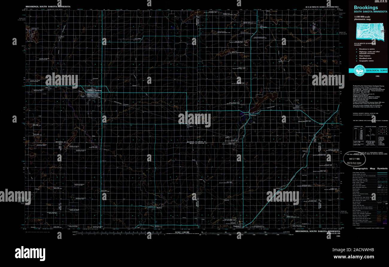 Map Of Brookings South Dakota High Resolution Stock Photography and