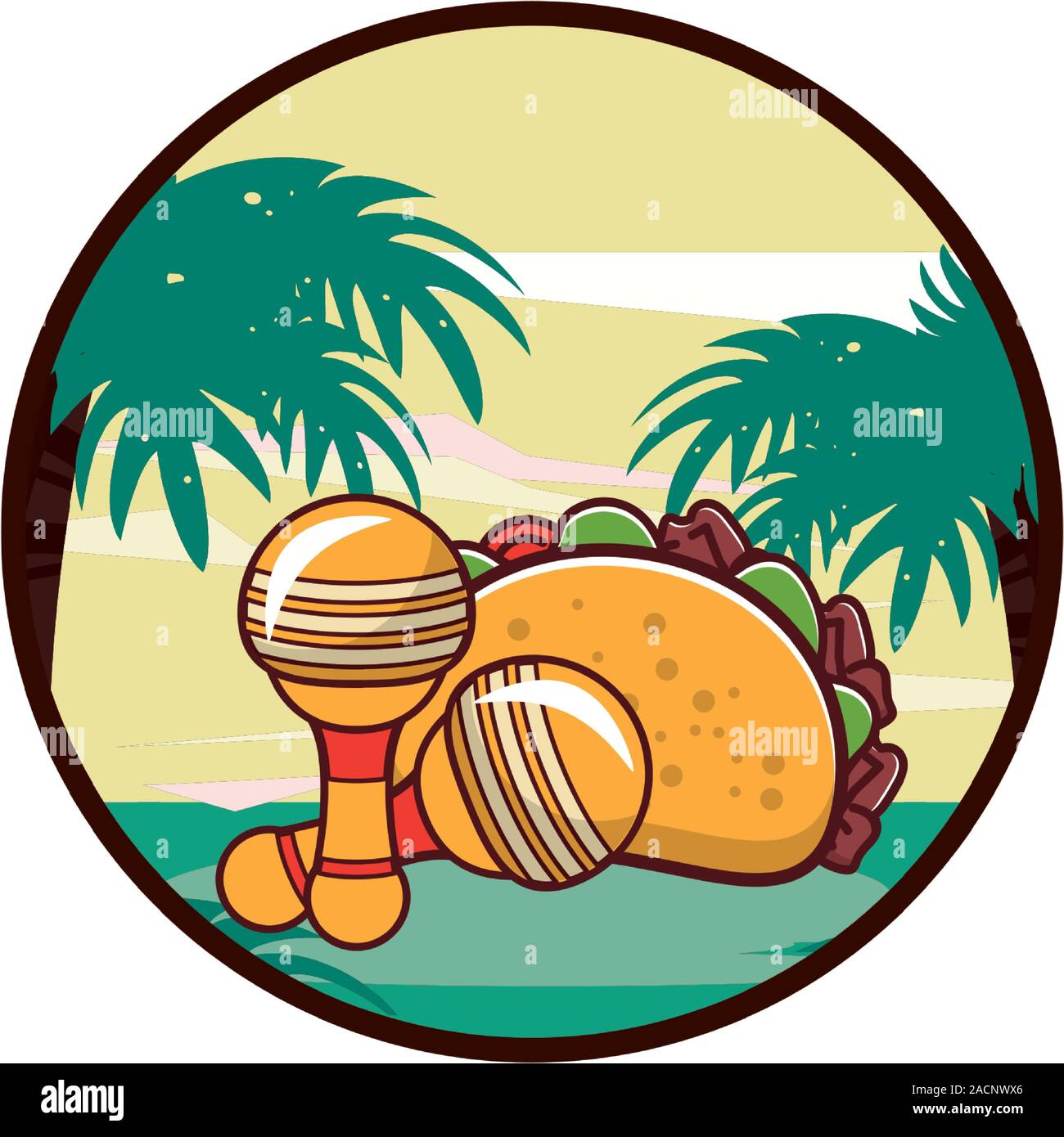 delicious taco mexican food with maracas Stock Vector Image & Art Alamy