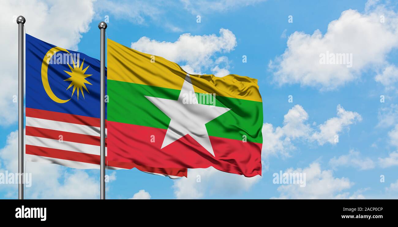 Malaysia And Myanmar Flag Waving In The Wind Against White Cloudy Blue Sky Together Diplomacy Concept International Relations Stock Photo Alamy