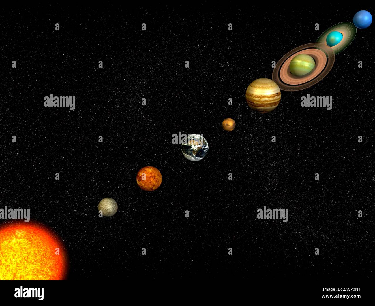 Solar system. Computer artwork showing the relative positions from the