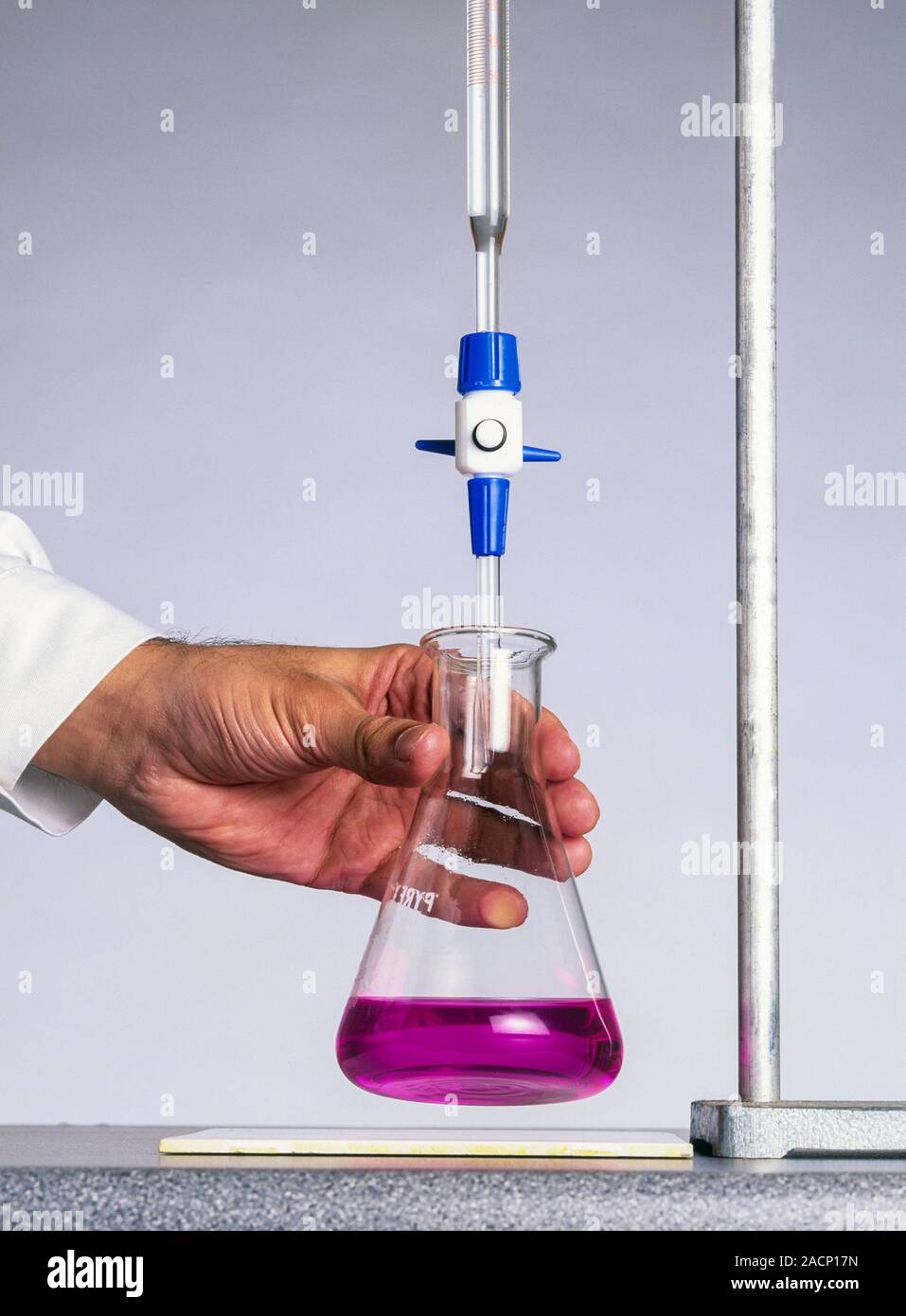 Acidbase titration. Demonstration of an acidbase titration using the