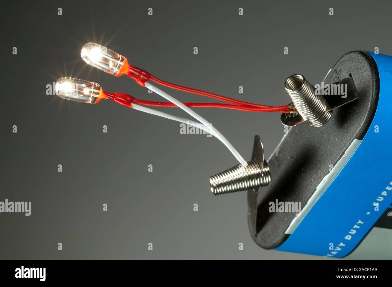 Miniature light bulbs and battery. Wireended miniature incandescent