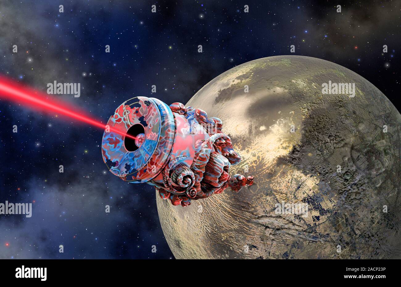 Extrasolar probe. Artwork of a spacecraft probe orbiting a