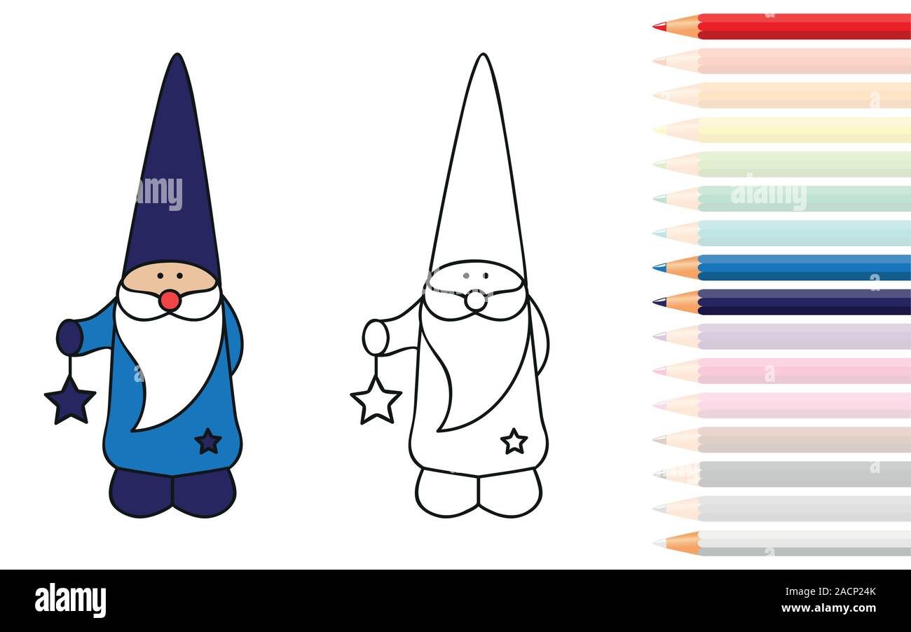 cute dwarf for coloring book with pencils vector illustration EPS10 Stock Vector Image & Art Alamy