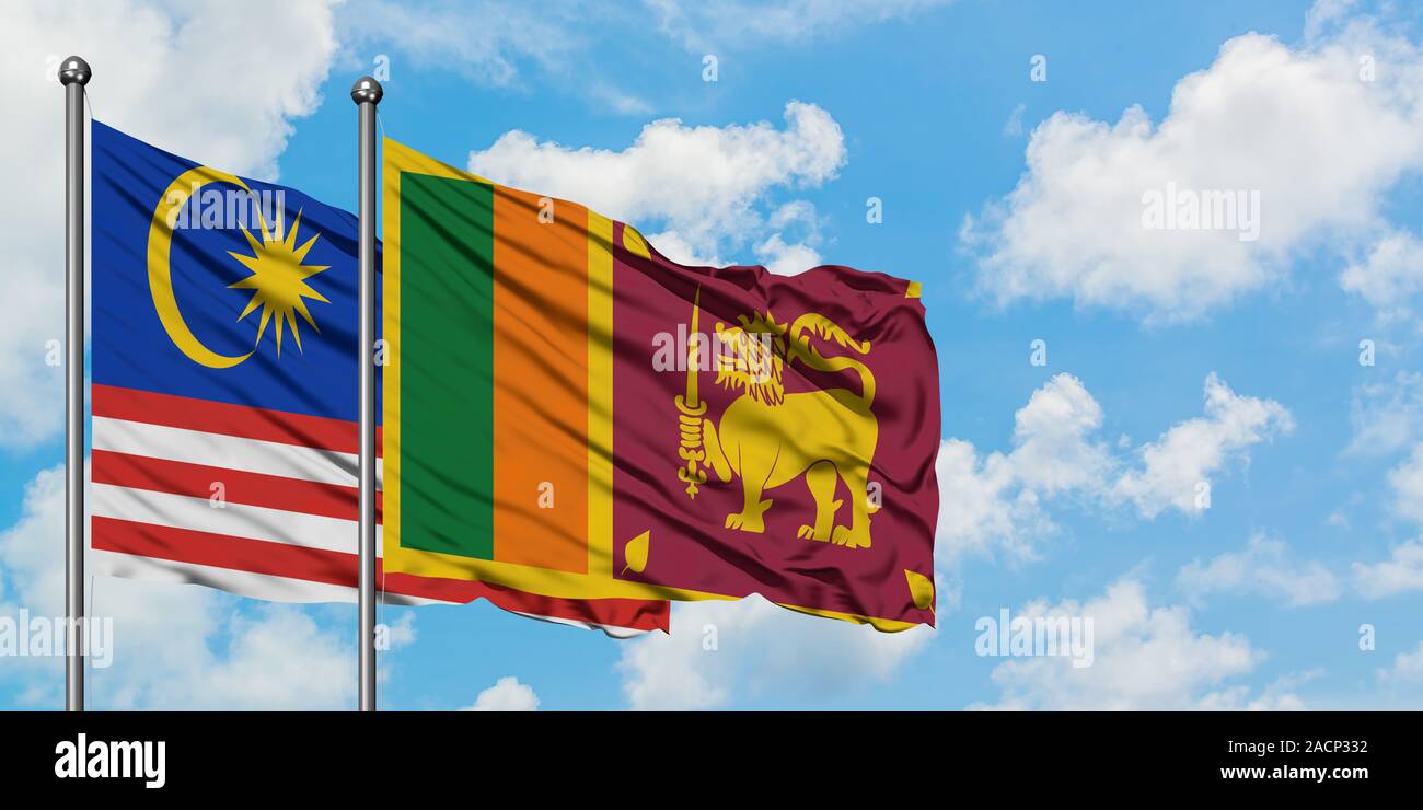 Malaysia And Sri Lanka Flag Waving In The Wind Against White Cloudy Blue Sky Together Diplomacy Concept International Relations Stock Photo Alamy