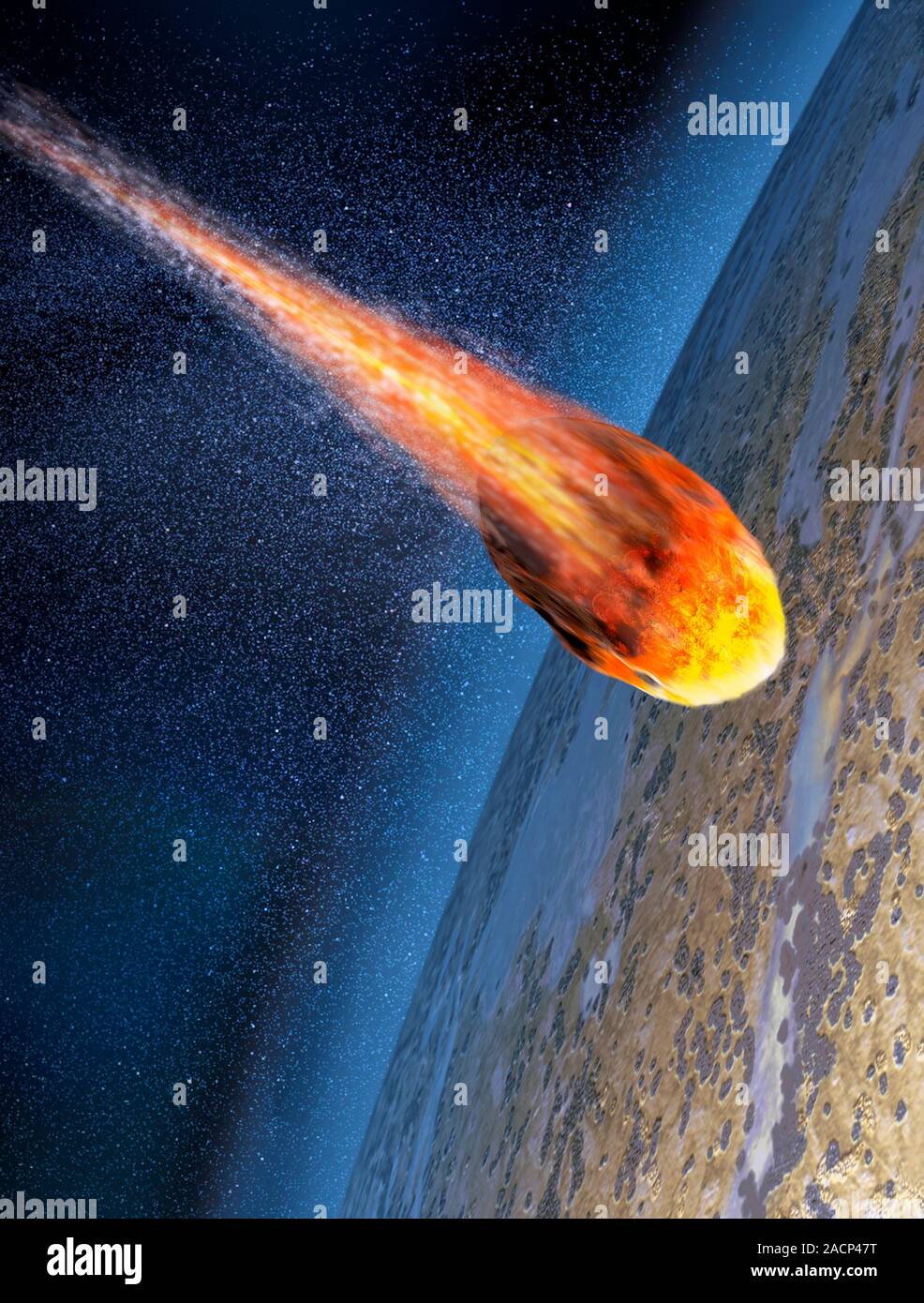 Meteor. Computer artwork of a meteor entering an alien