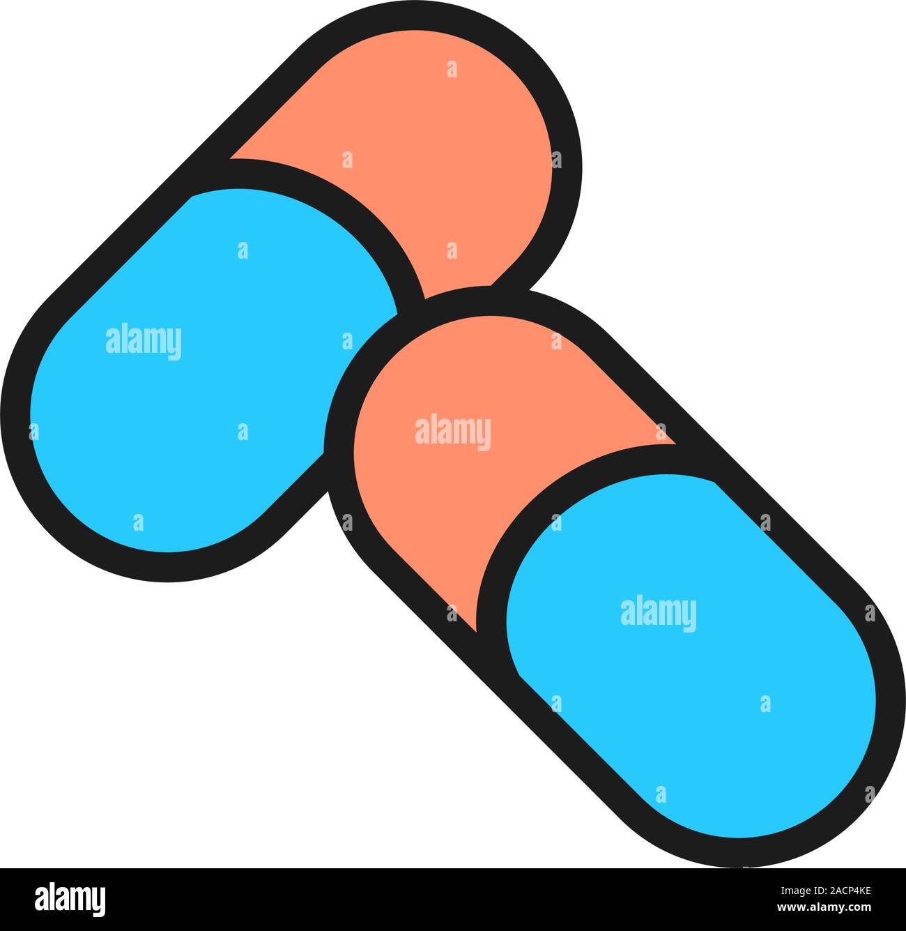 Vector pills, tablet, capsules flat color icon. Stock Vector