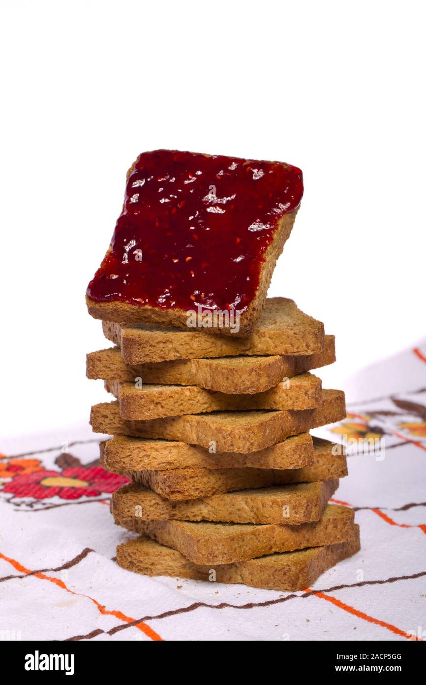 toasted bread with jam Stock Photo