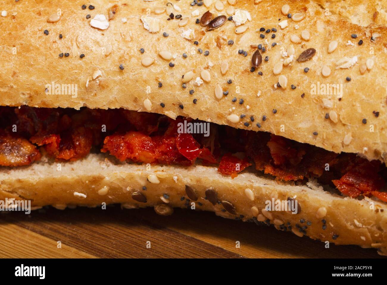 fresh sandwich of chorizo Stock Photo - Alamy