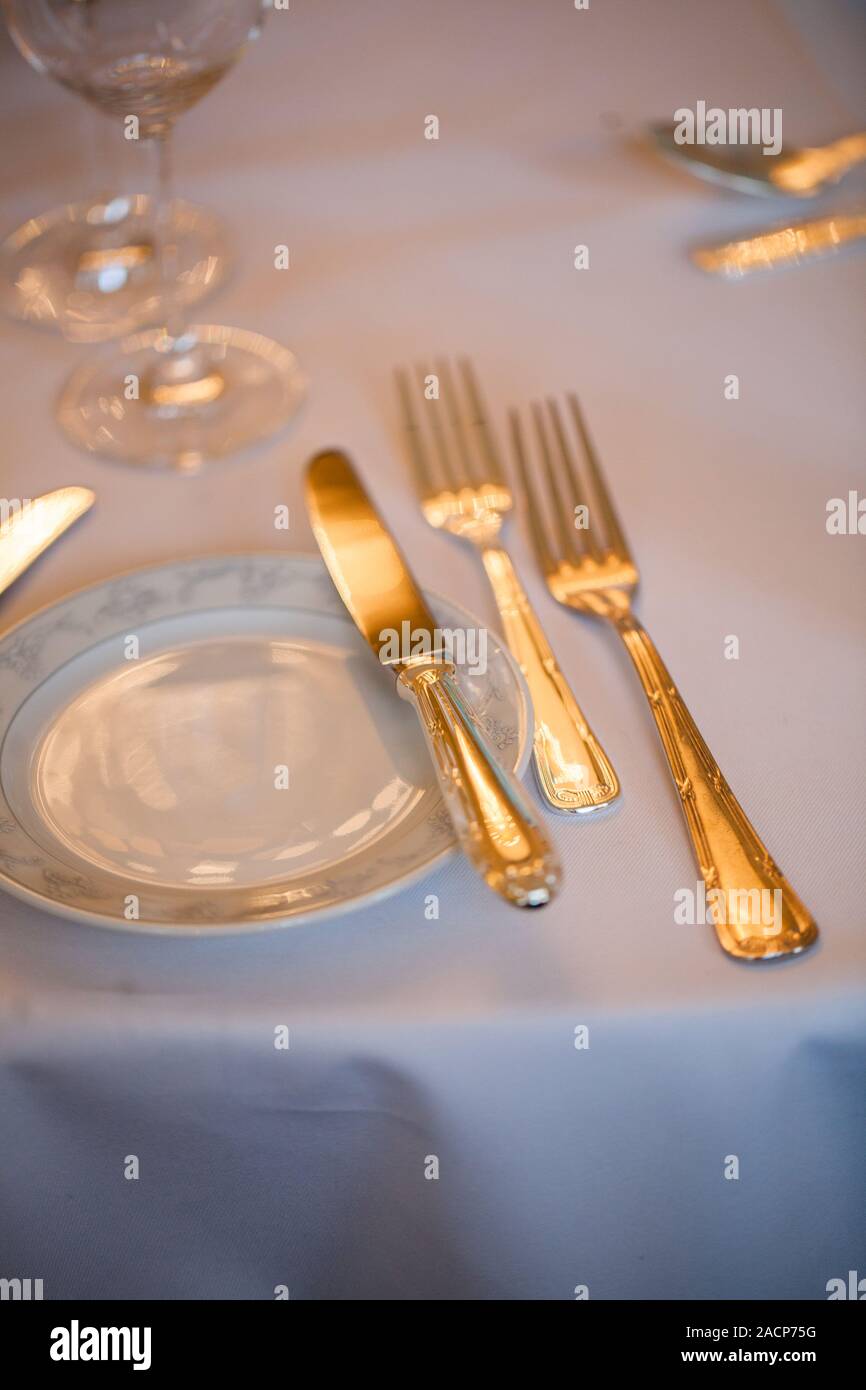 silver cutlery Stock Photo