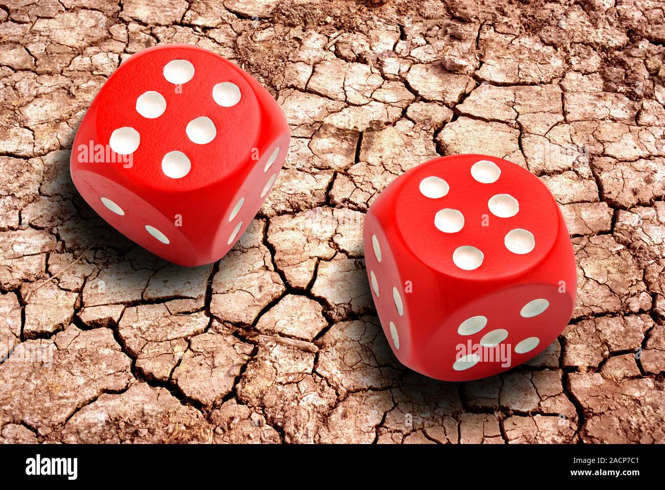 Climate dice, conceptual image. This illustrates the analogy that the