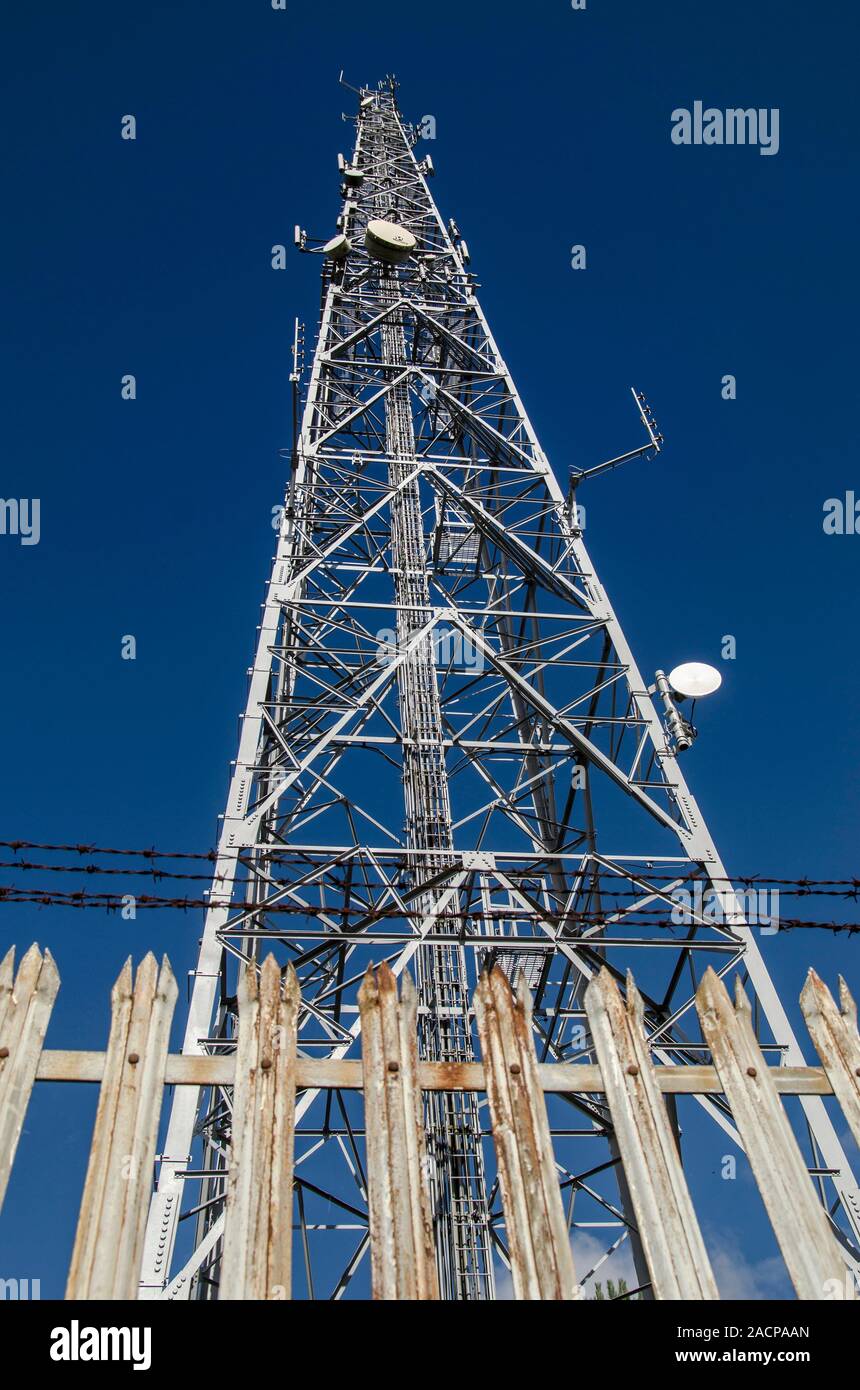 Mobile phone base station, Cannock Chase, Staffordshire, UK Stock Photo
