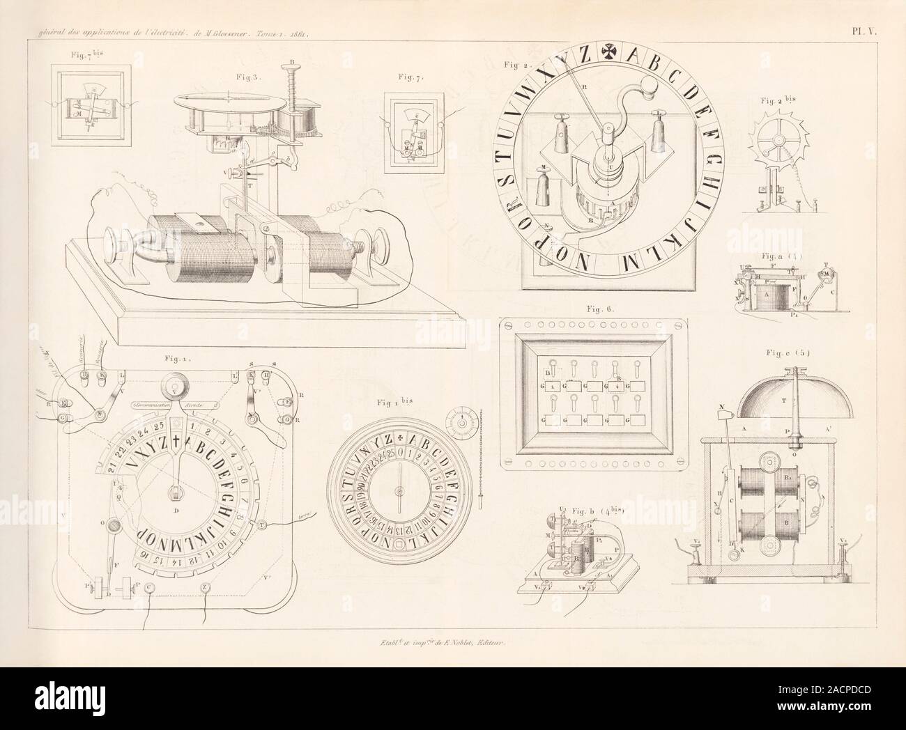 Clock mechanism. 19th-century diagrams showing the striking mechanism ...