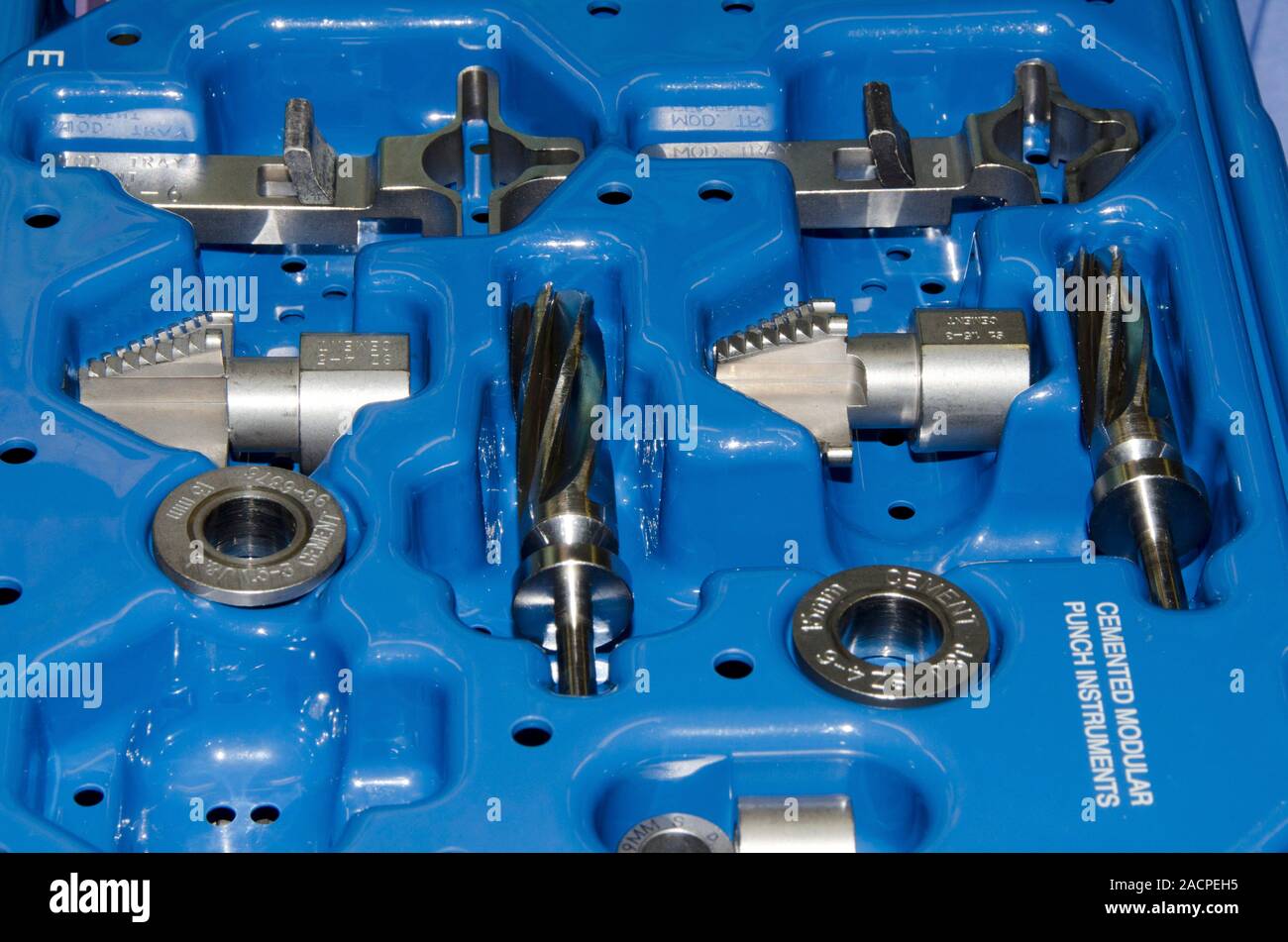 Knee replacement surgery instruments. During the operation prostheses ...