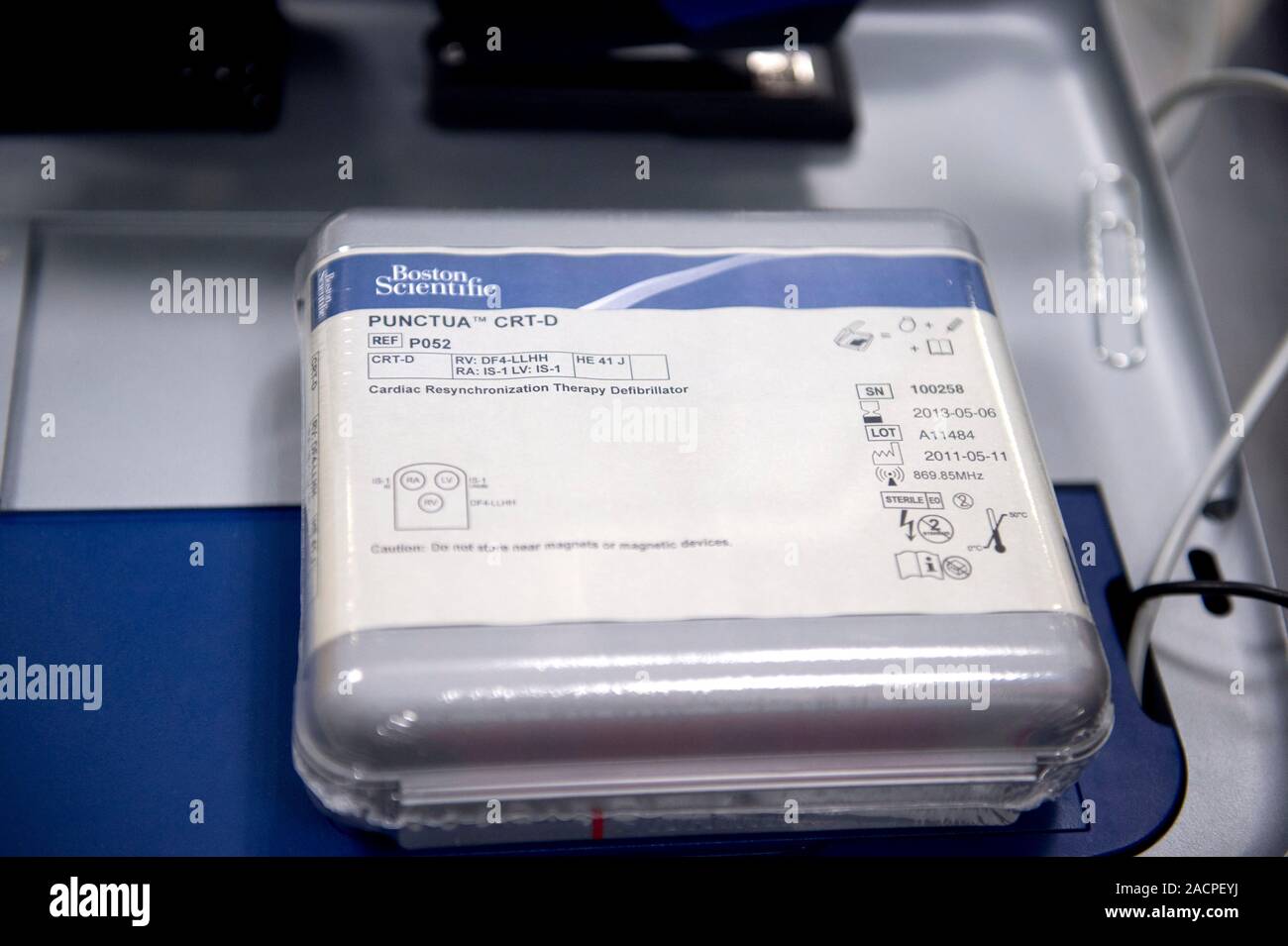 Implantable cardioverterdefibrillator (ICD) prior to insertion. An ICD
