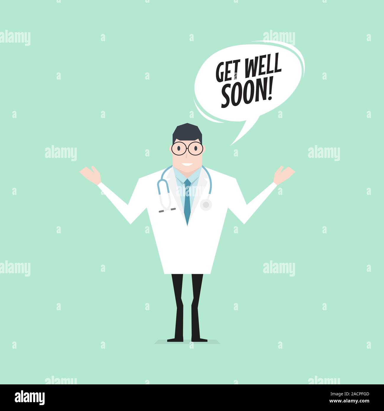 Doctor with Get Well Soon Speech Bubble Stock Vector Image & Art - Alamy