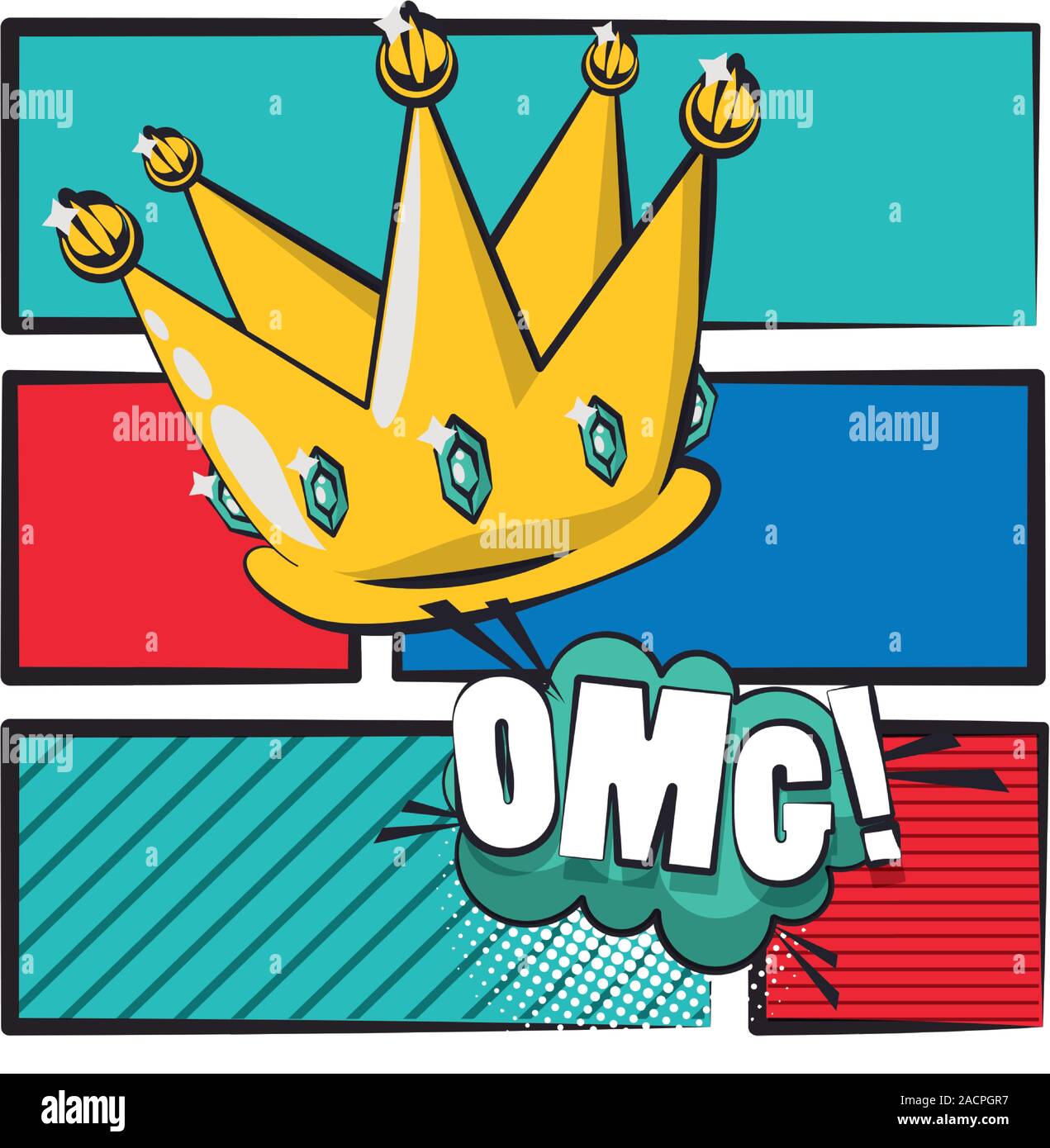 poster pop art style with queen crown Stock Vector Image & Art - Alamy