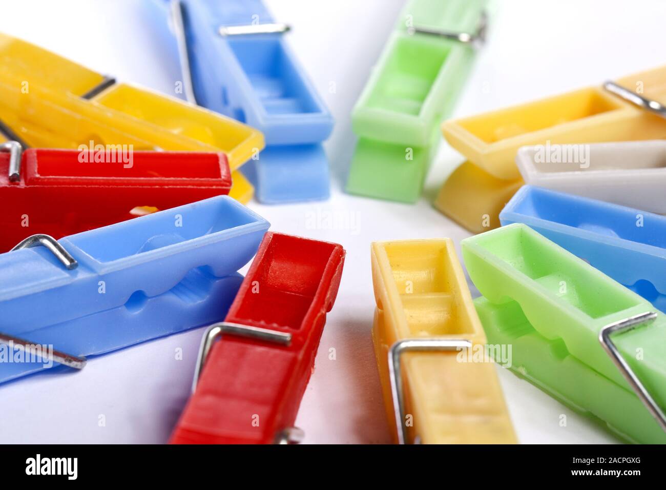 colorful cloth pegs Stock Photo