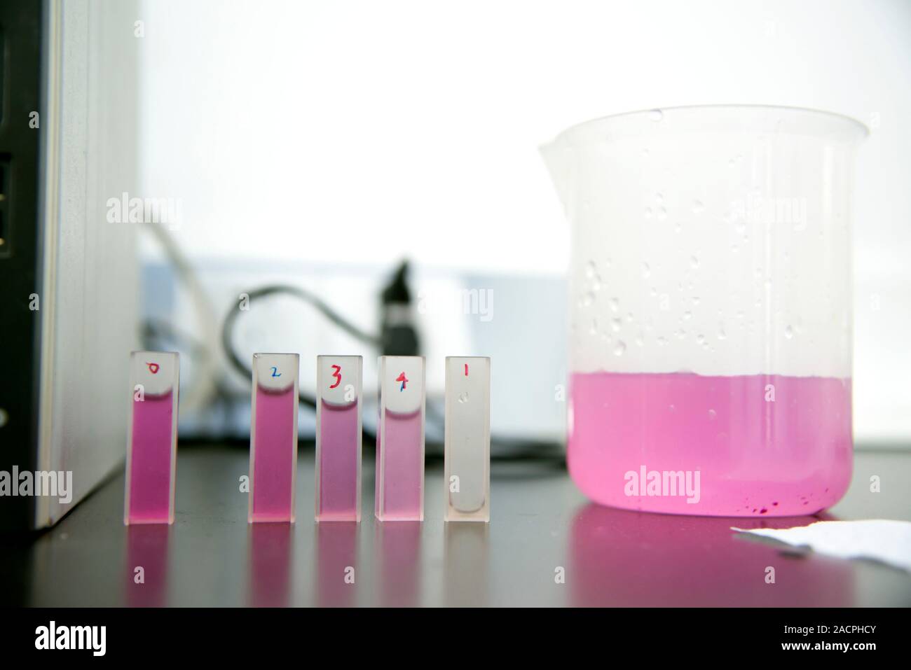 Absorbance measure test. Closeup of apparatus used to perform an