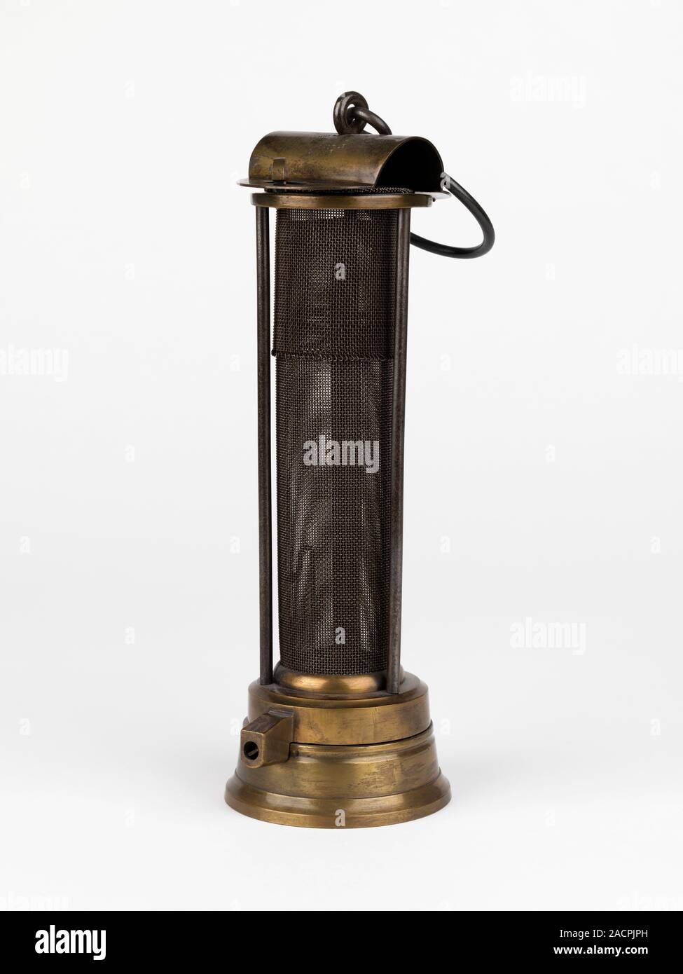 Miners' lamp. An early prototype for a miners' safety lamp, designed by ...