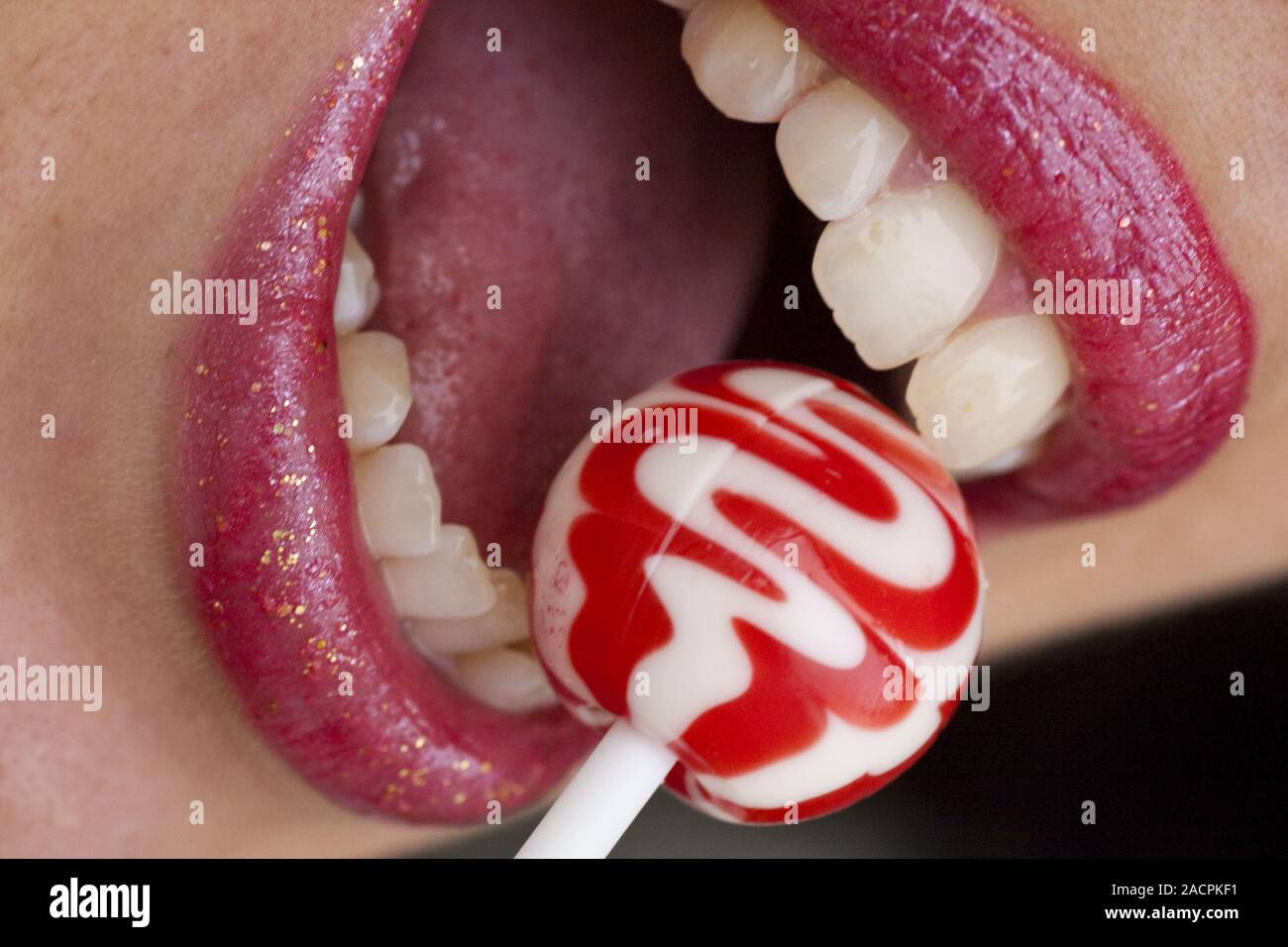 red lips with lollipop Stock Photo - Alamy
