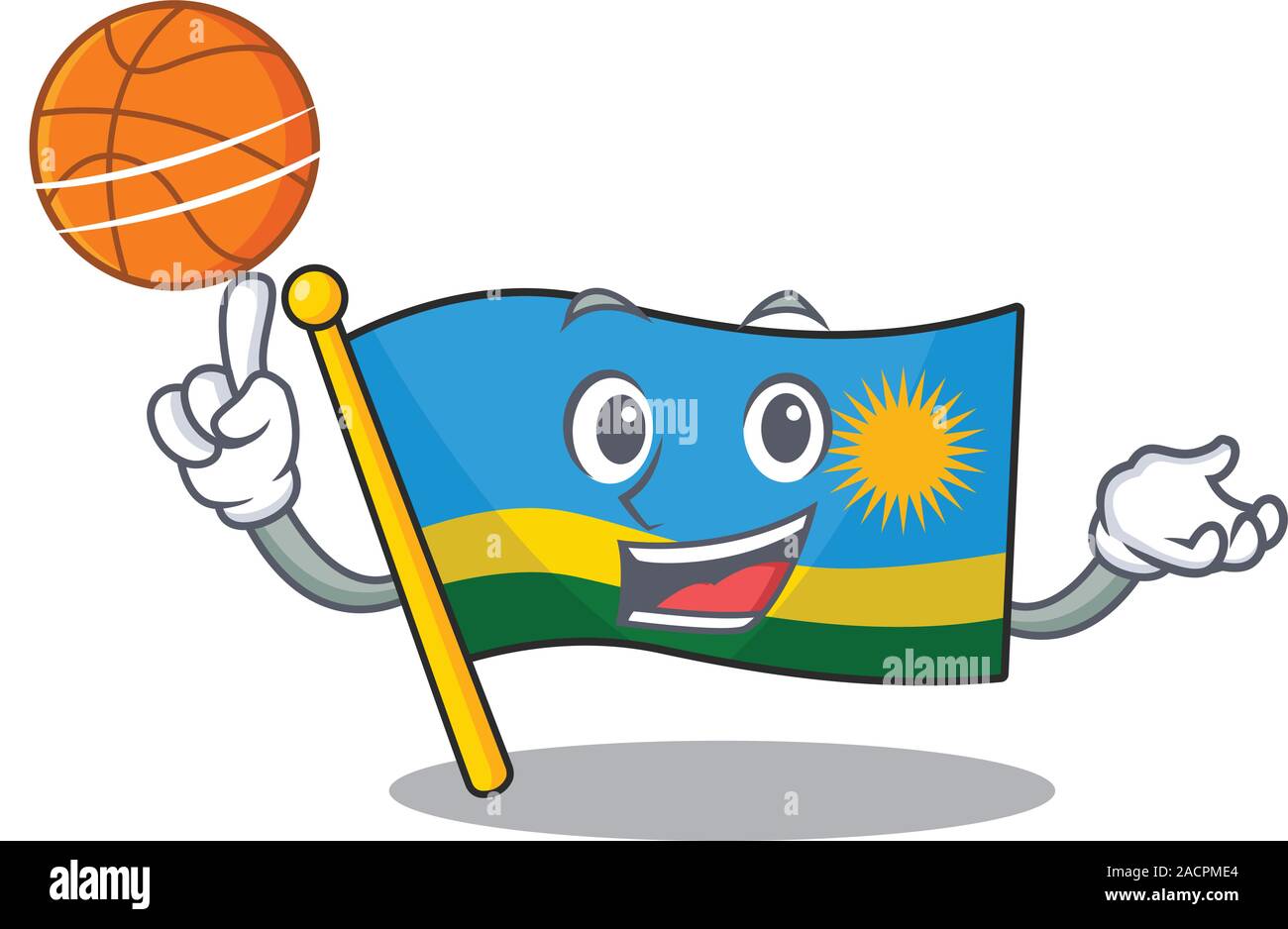 Mascot of flag rwanda cartoon character style with basketball Stock Vector