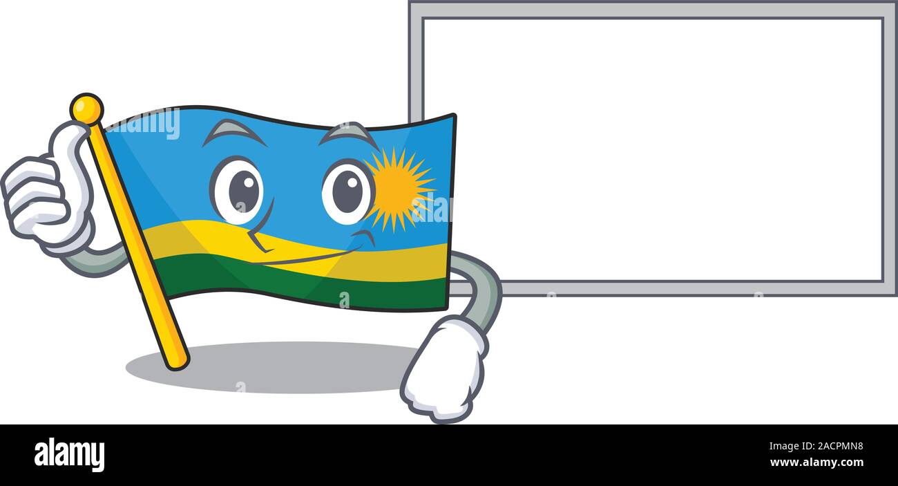Flag rwanda cute cartoon character Thumbs up with board Stock Vector ...
