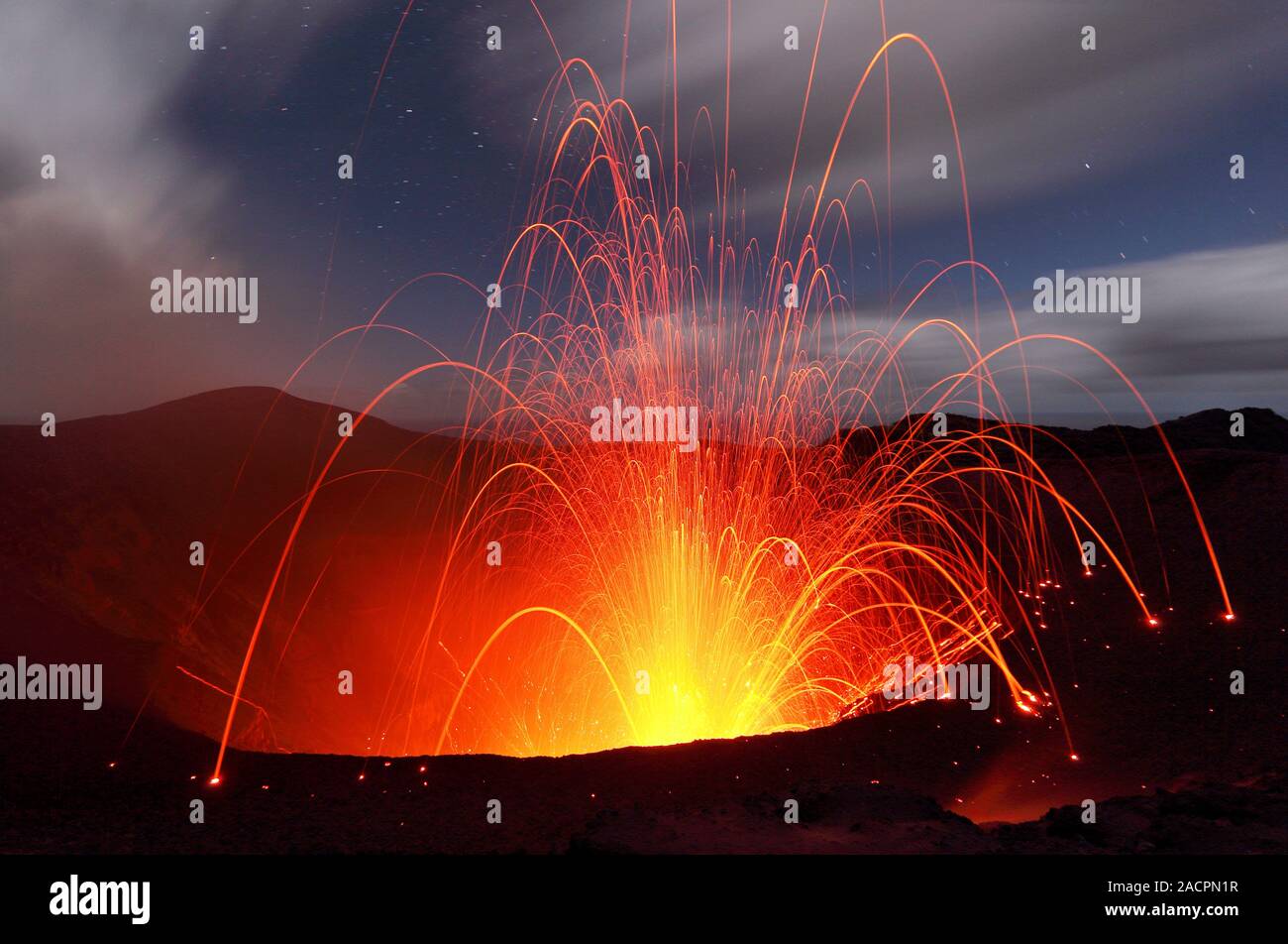 Yasur volcano, Vanuatu. View of Mount Yasur, Vanuatu, erupting. Mount