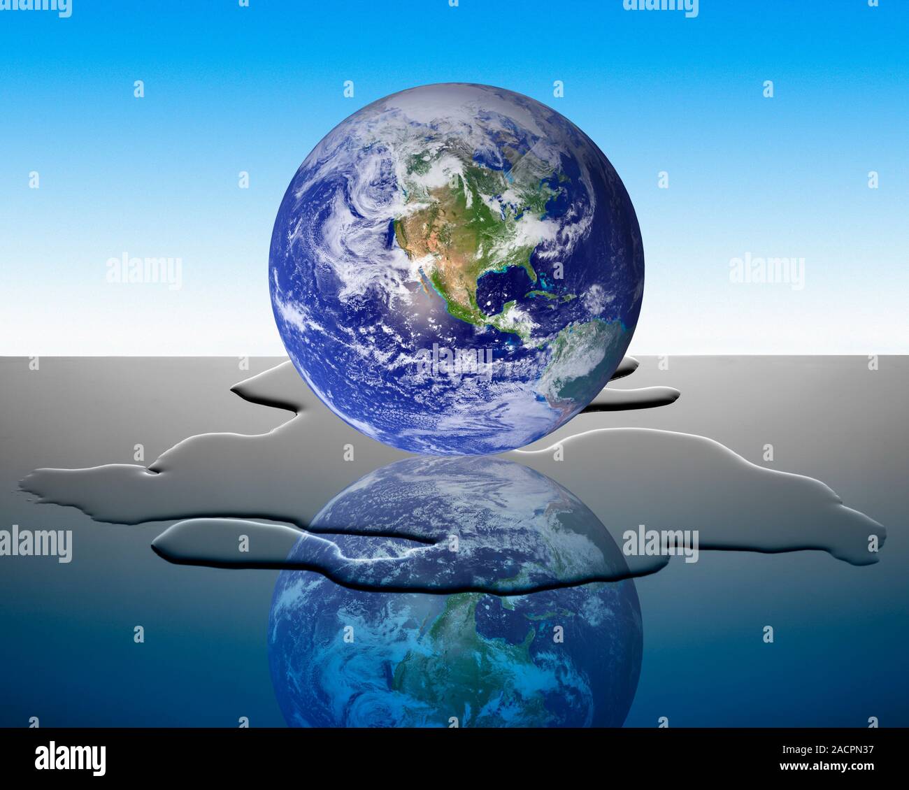 Melting ice caps, conceptual computer artwork. Stock Photo