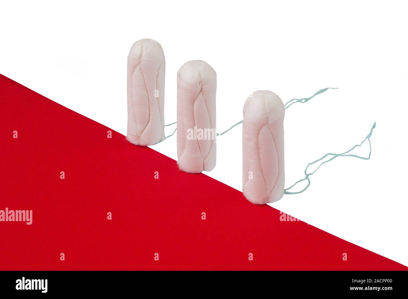 Hygienic white Tampons for women. Cotton swab. Menstruation, protective