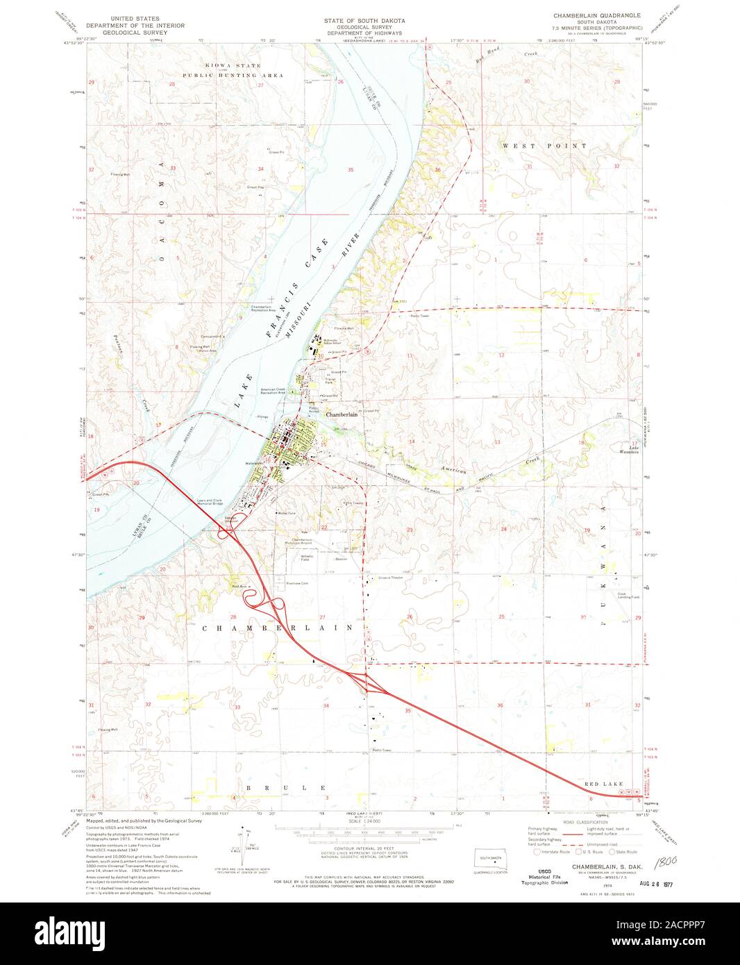 Chamberlain South Dakota Stock Photos Chamberlain South Dakota Stock   Usgs Topo Map South Dakota Sd Chamberlain 342902 1974 24000 Restoration 2ACPPP7 