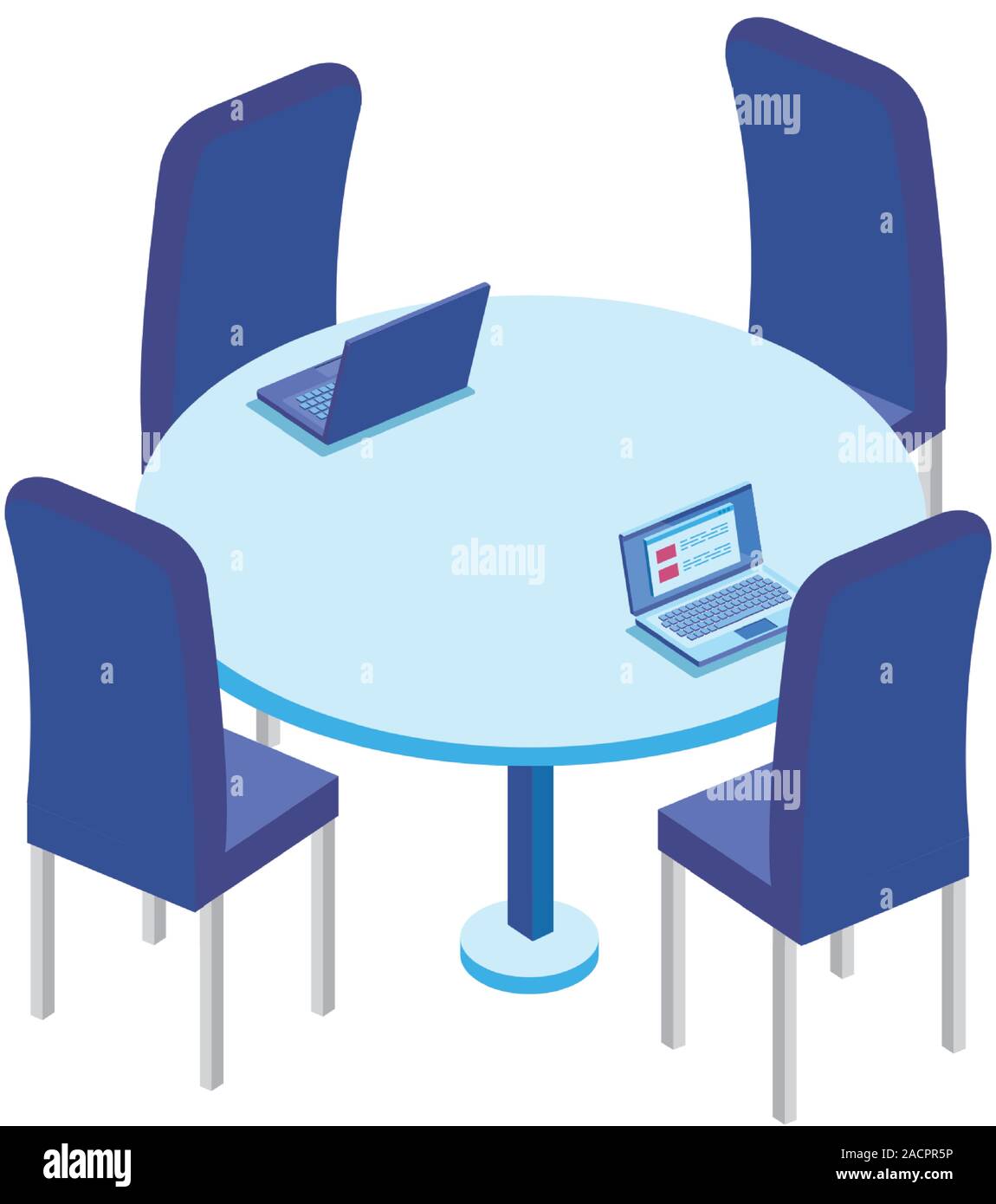 table round with chairs in the workplace Stock Vector