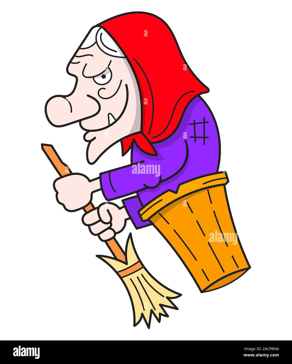 Hand Drawn Coloring Witch For Celebration Design. Vector Coloring ...