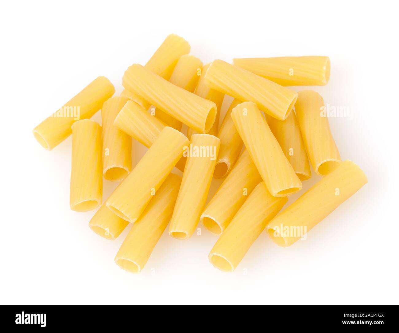 Rigatoni pasta isolated on white background Stock Photo - Alamy